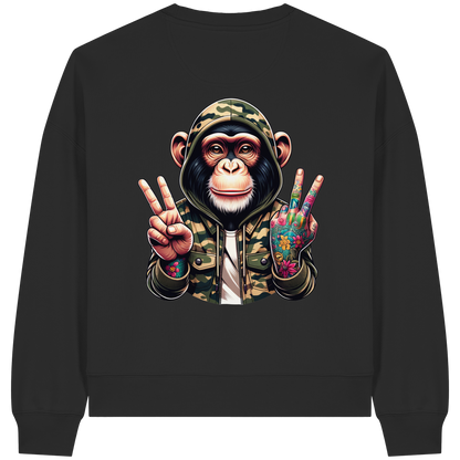Jungle Ink Monkey - Womens Organic Boxcut Sweatshirt