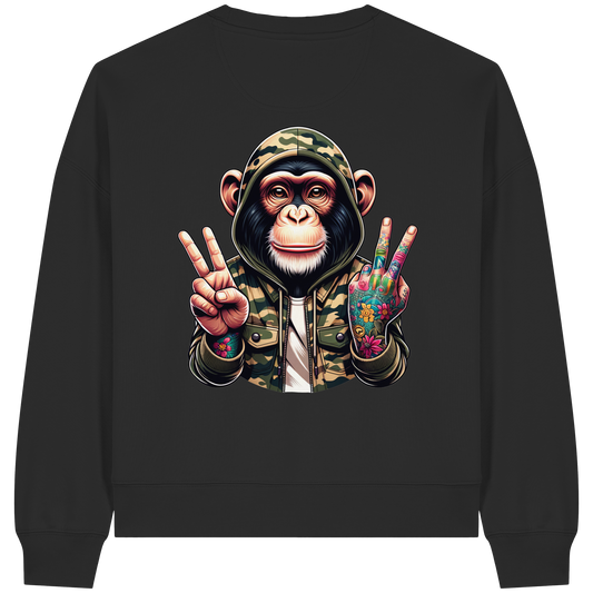 Jungle Ink Monkey - Womens Organic Boxcut Sweatshirt