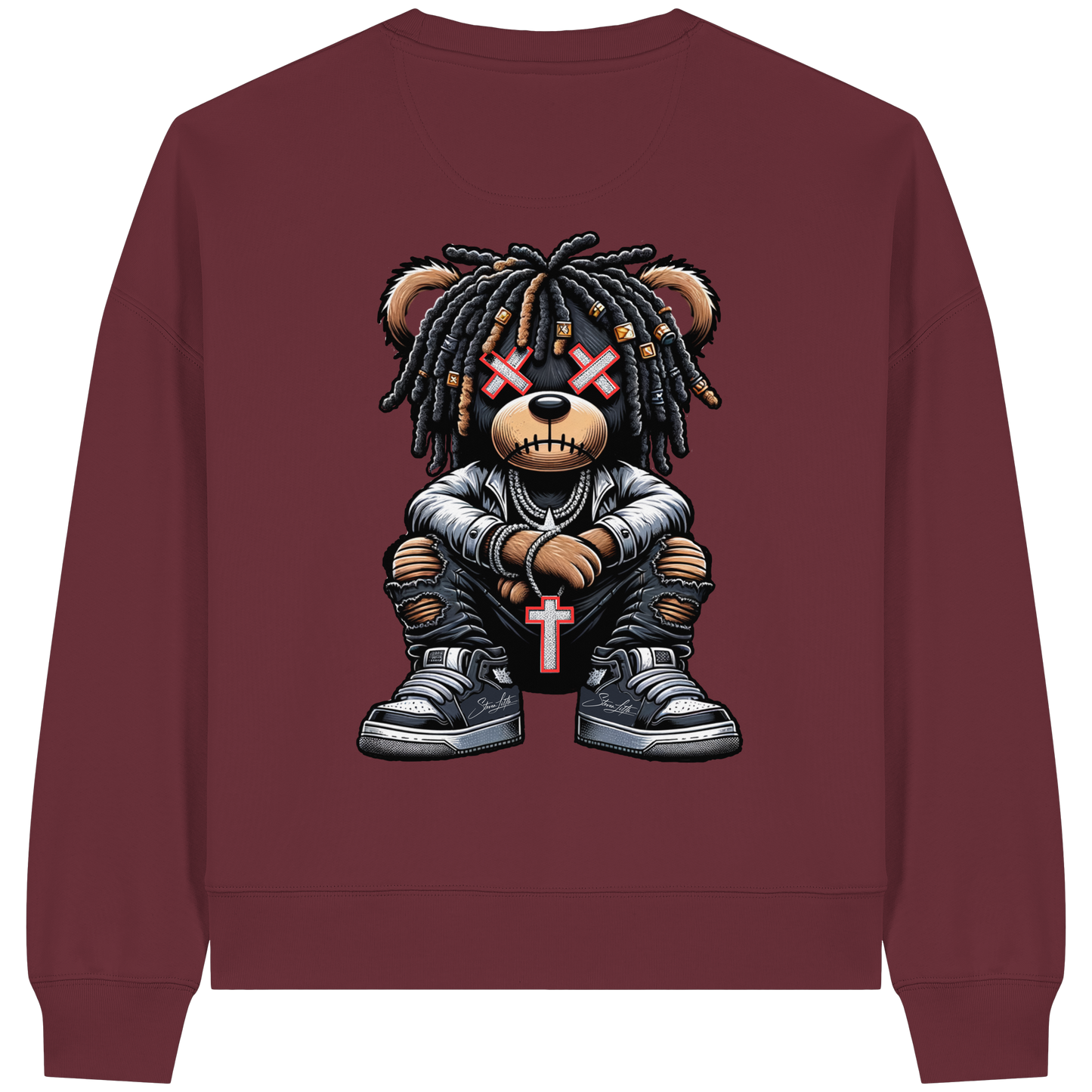 Badass Teddy - Womens Organic Boxcut Sweatshirt
