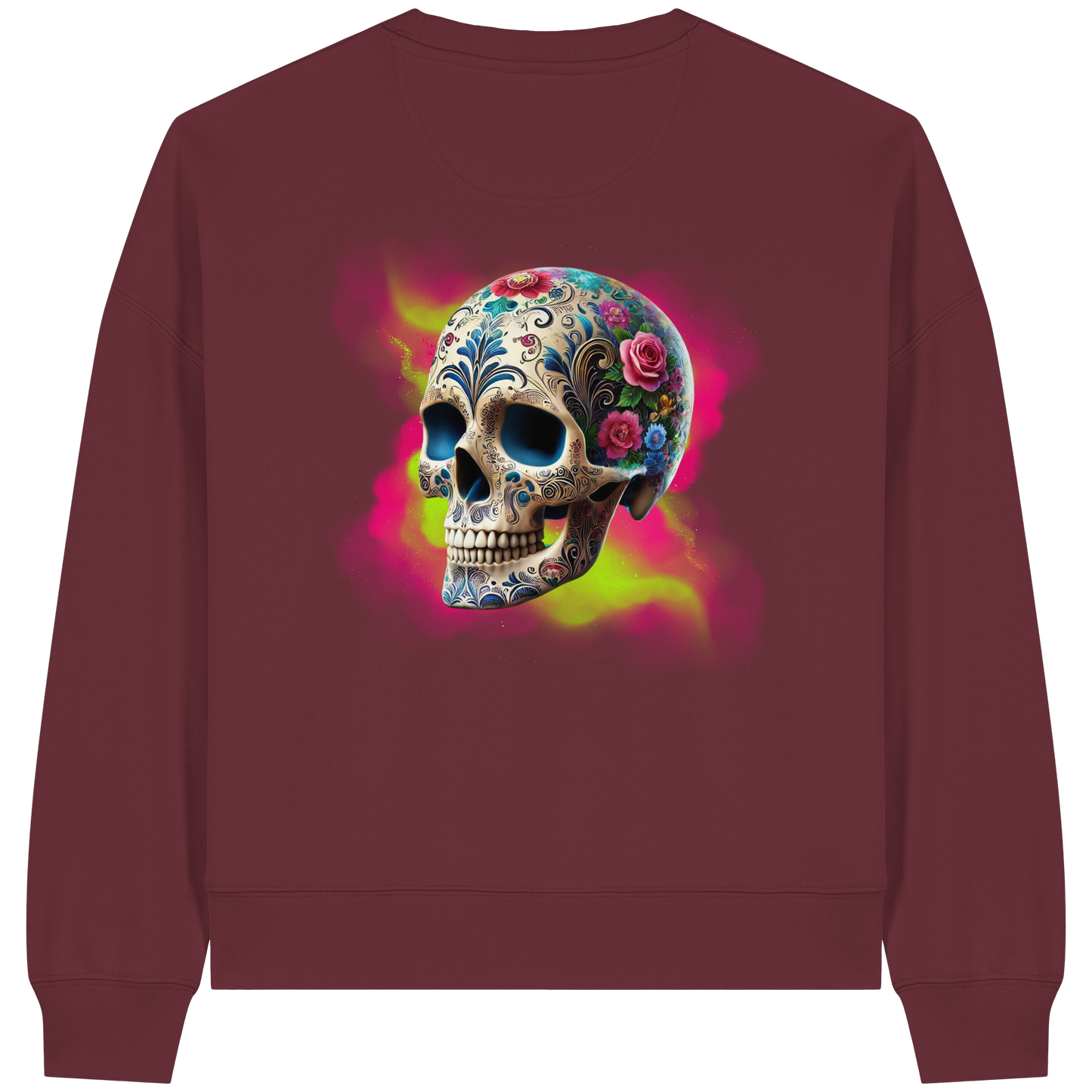 Floral Skull - Womens Organic Boxcut Sweatshirt