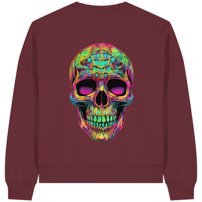 Sweat-shirt bio Boxcut pour femme Motif tête de mort psychédélique