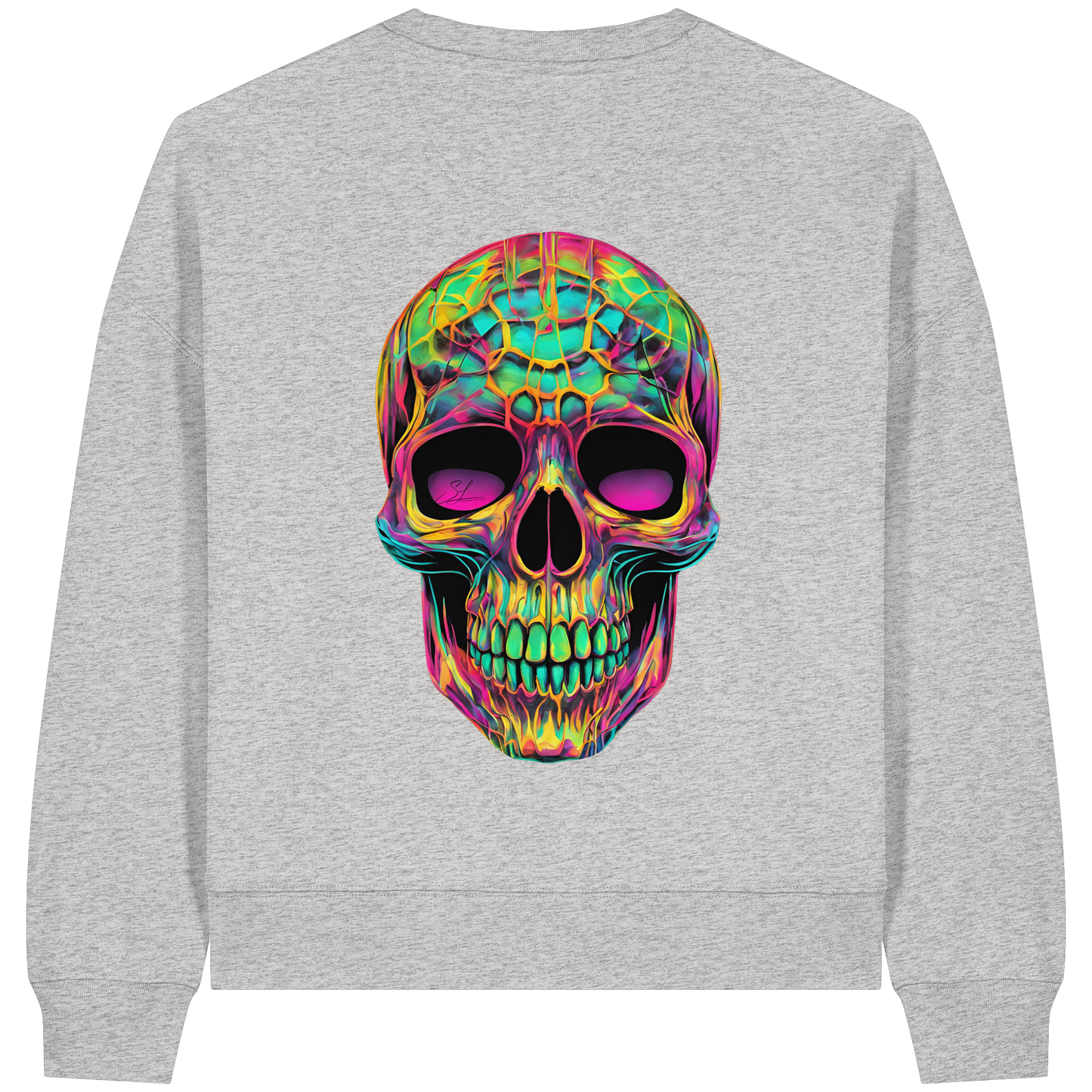 Sweat-shirt bio Boxcut pour femme Motif tête de mort psychédélique