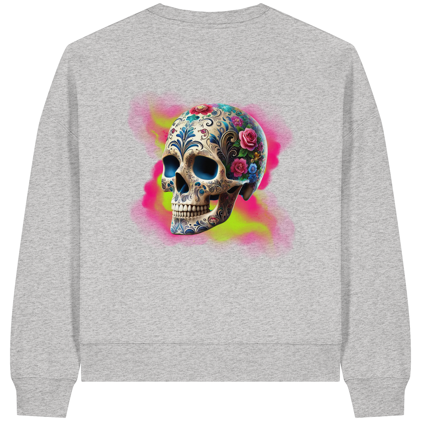 Floral Skull - Womens Organic Boxcut Sweatshirt