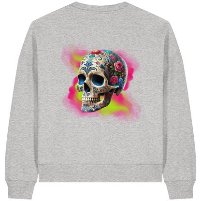 Floral Skull - Womens Organic Boxcut Sweatshirt