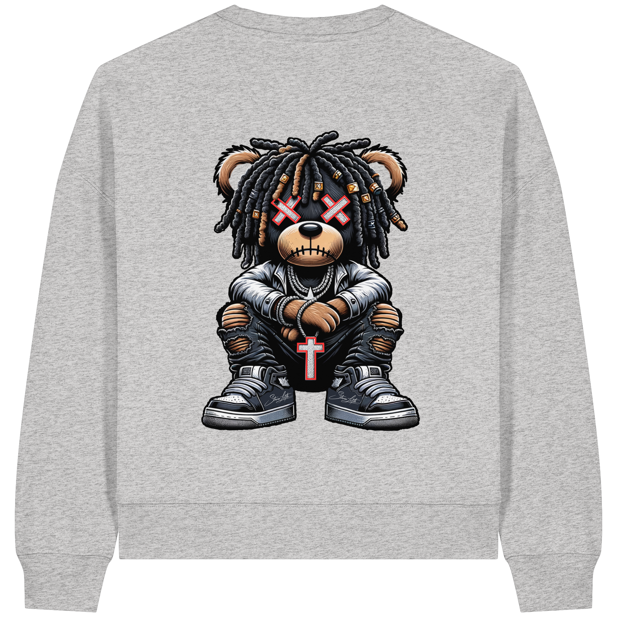 Bad Ass Teddy - Womens Organic Boxcut Sweatshirt