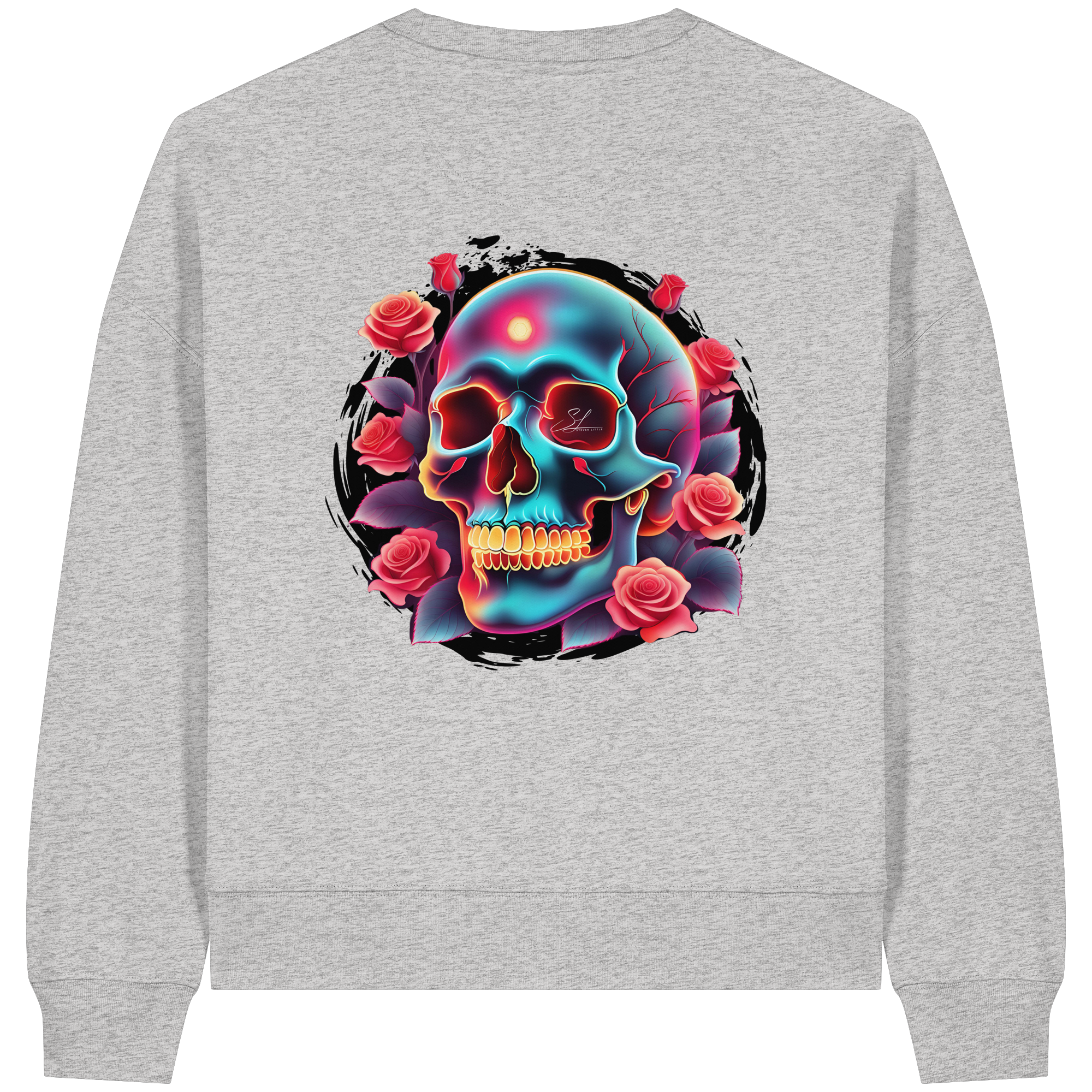 Sweat-shirt bio Boxcut pour femme avec motif tête de mort lumineuse