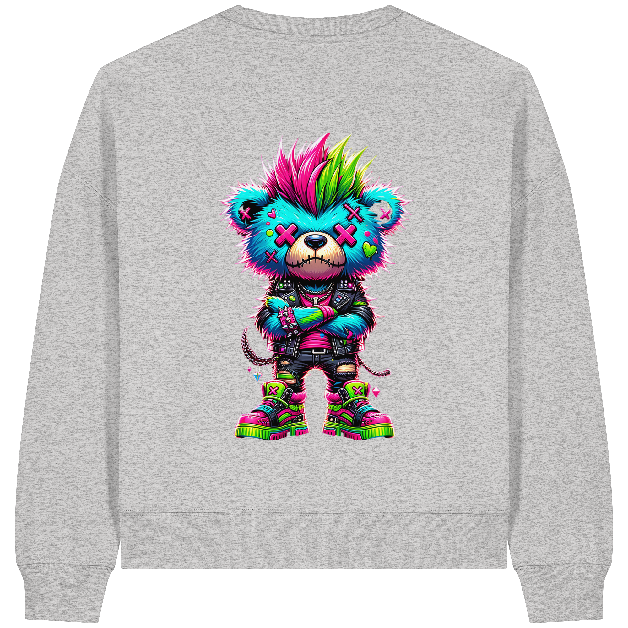 Punk Neon Teddy - Womens Organic Boxcut Sweatshirt