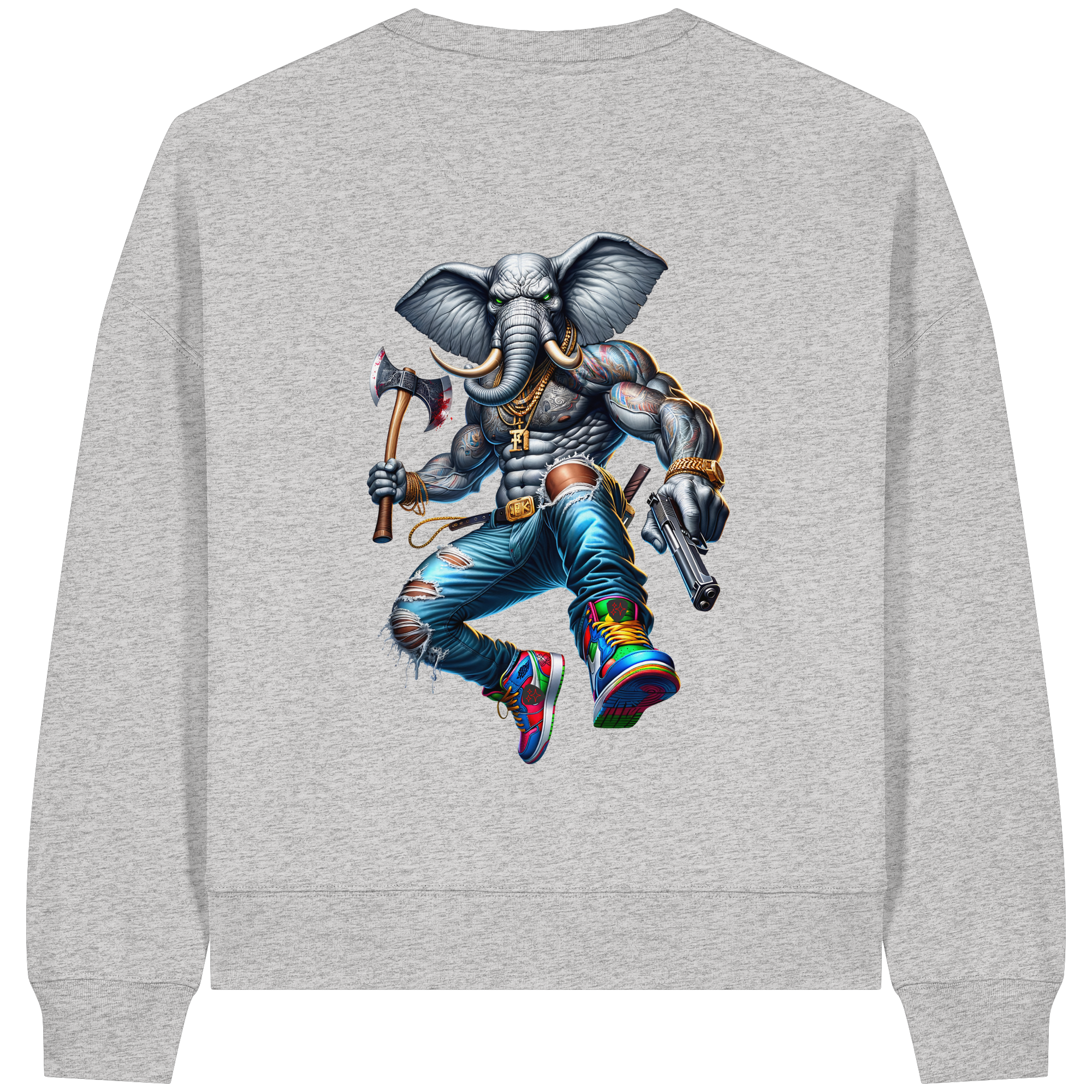 Elephant Warrior - Womens Organic Boxcut Sweatshirt