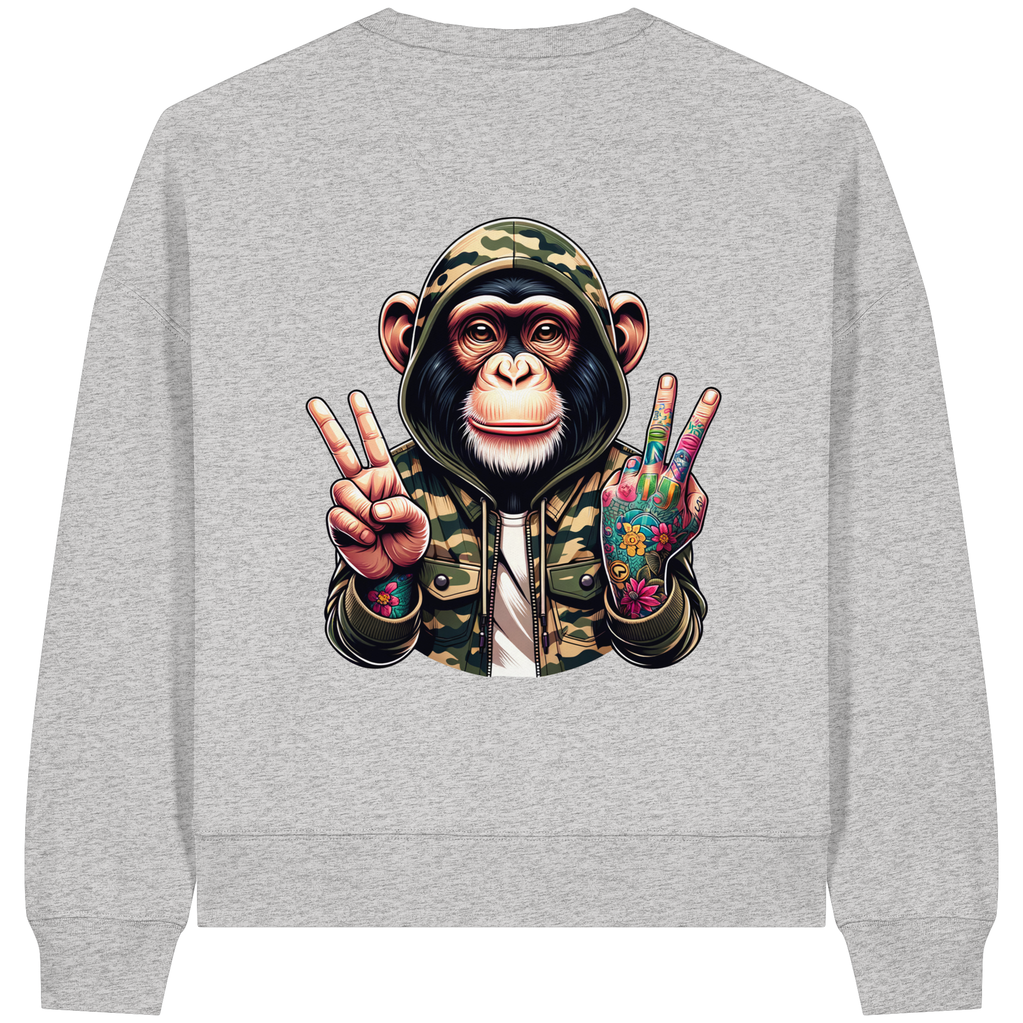 Jungle Ink Monkey - Womens Organic Boxcut Sweatshirt