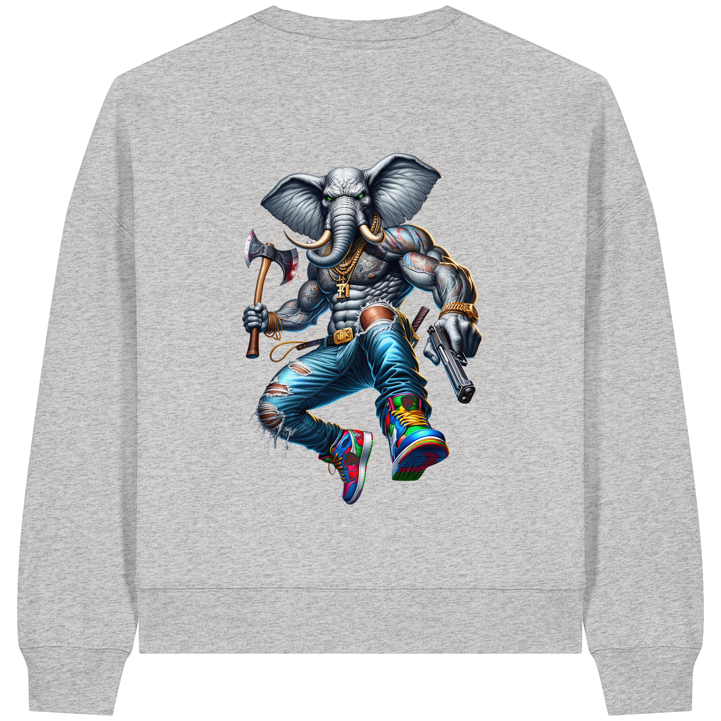Street King Elefant - Womens Organic Boxcut Sweatshirt