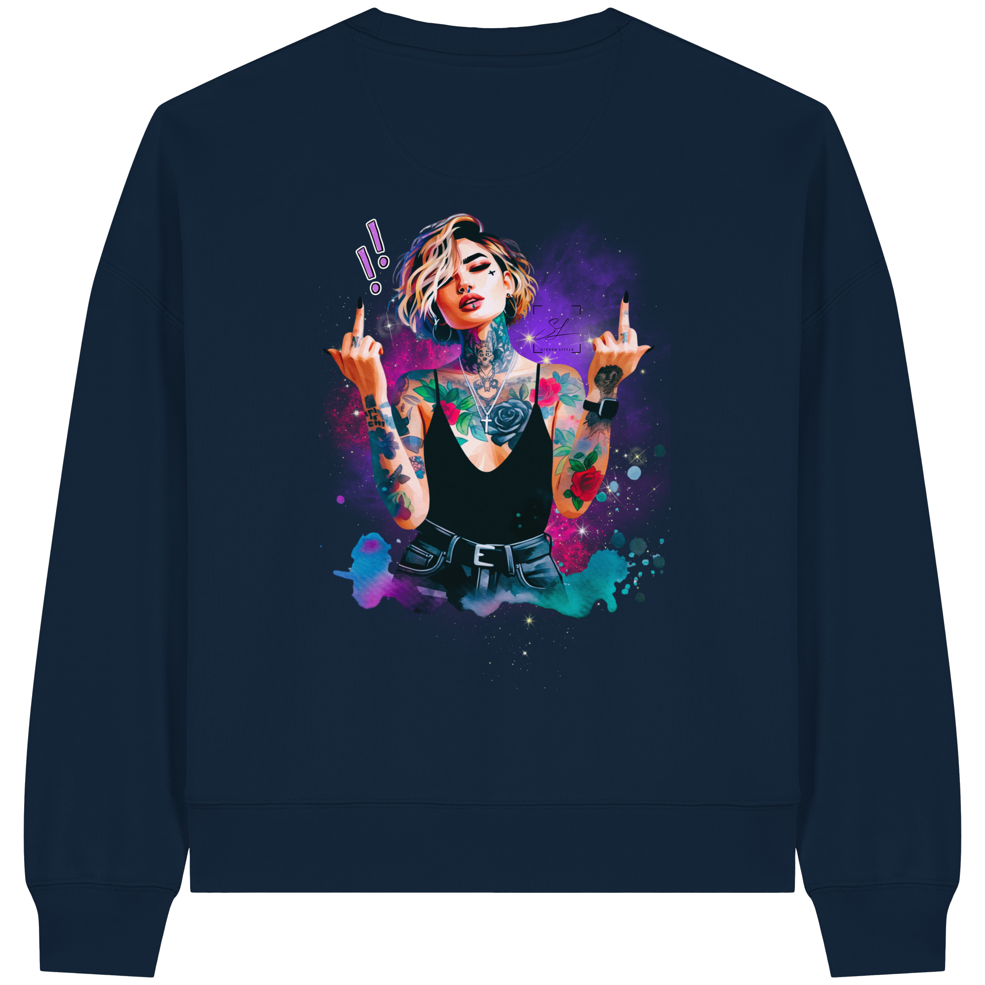 Rebel Rose - Sweat-shirt Boxcut bio pour femme