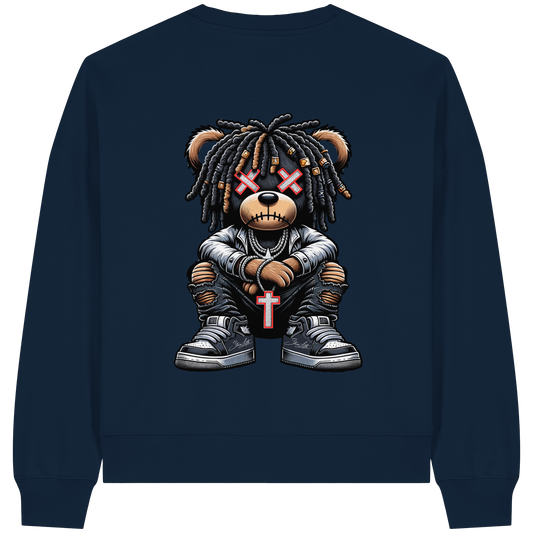 Badass Teddy - Womens Organic Boxcut Sweatshirt