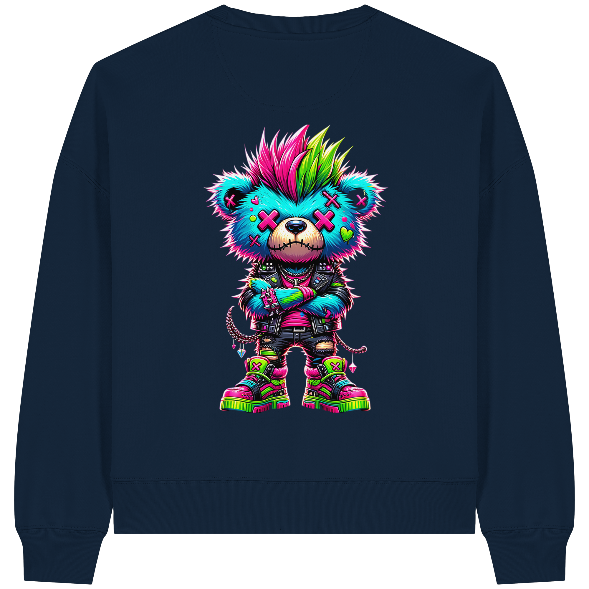 Punk Neon Teddy - Womens Organic Boxcut Sweatshirt