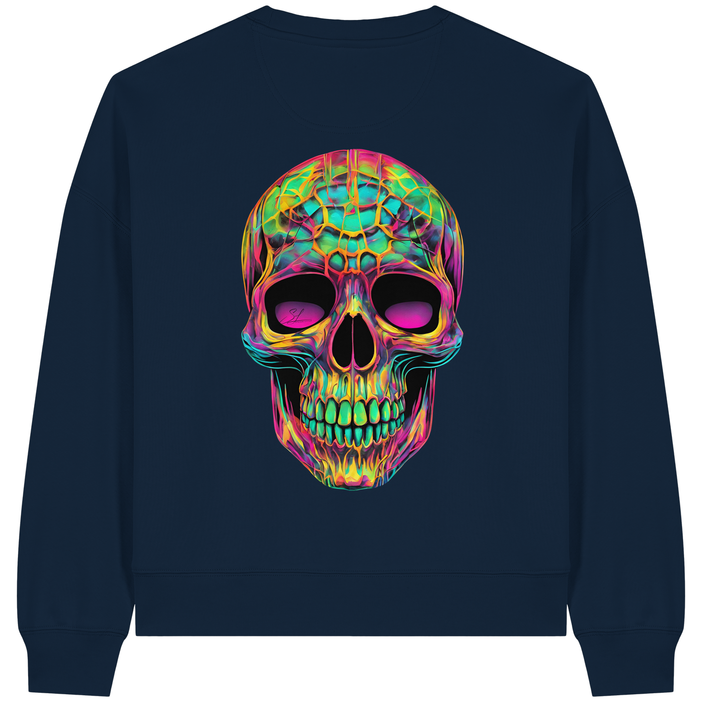 Sweat-shirt bio Boxcut pour femme Motif tête de mort psychédélique
