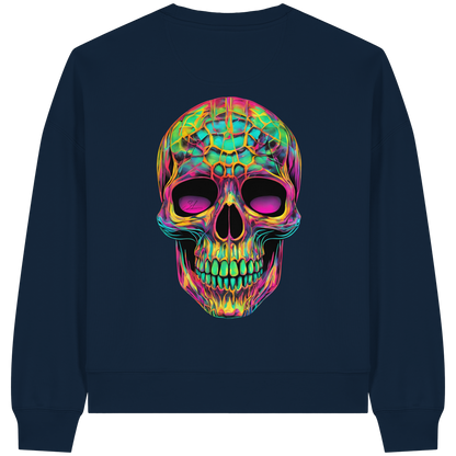 Sweat-shirt bio Boxcut pour femme Motif tête de mort psychédélique