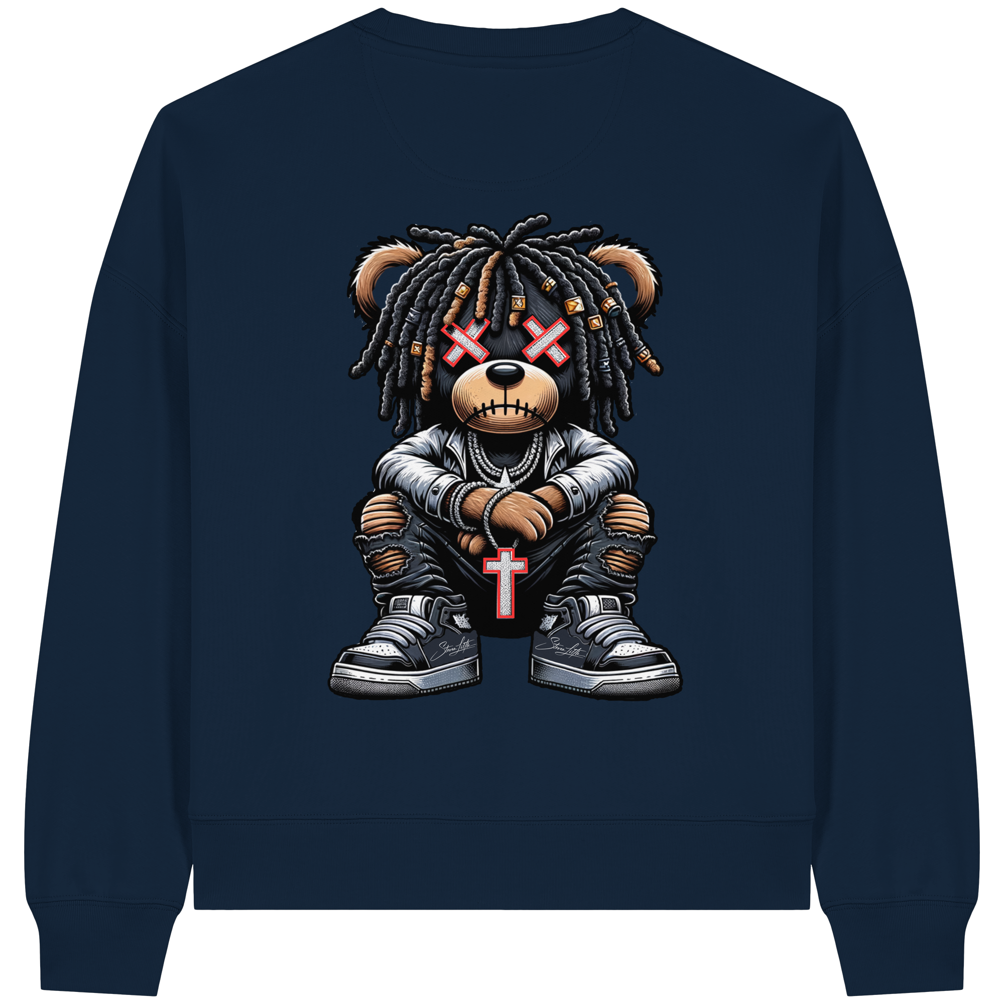 Bad Ass Teddy - Womens Organic Boxcut Sweatshirt