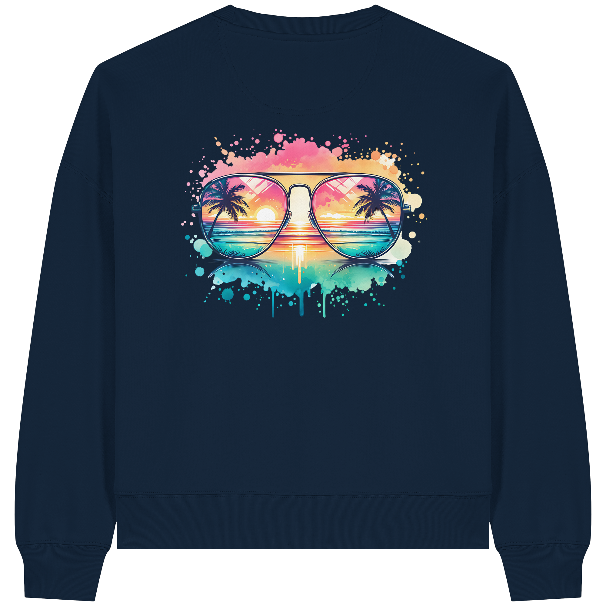 Tropical Sunset Glasses - Womens Organic Boxcut Sweatshirt