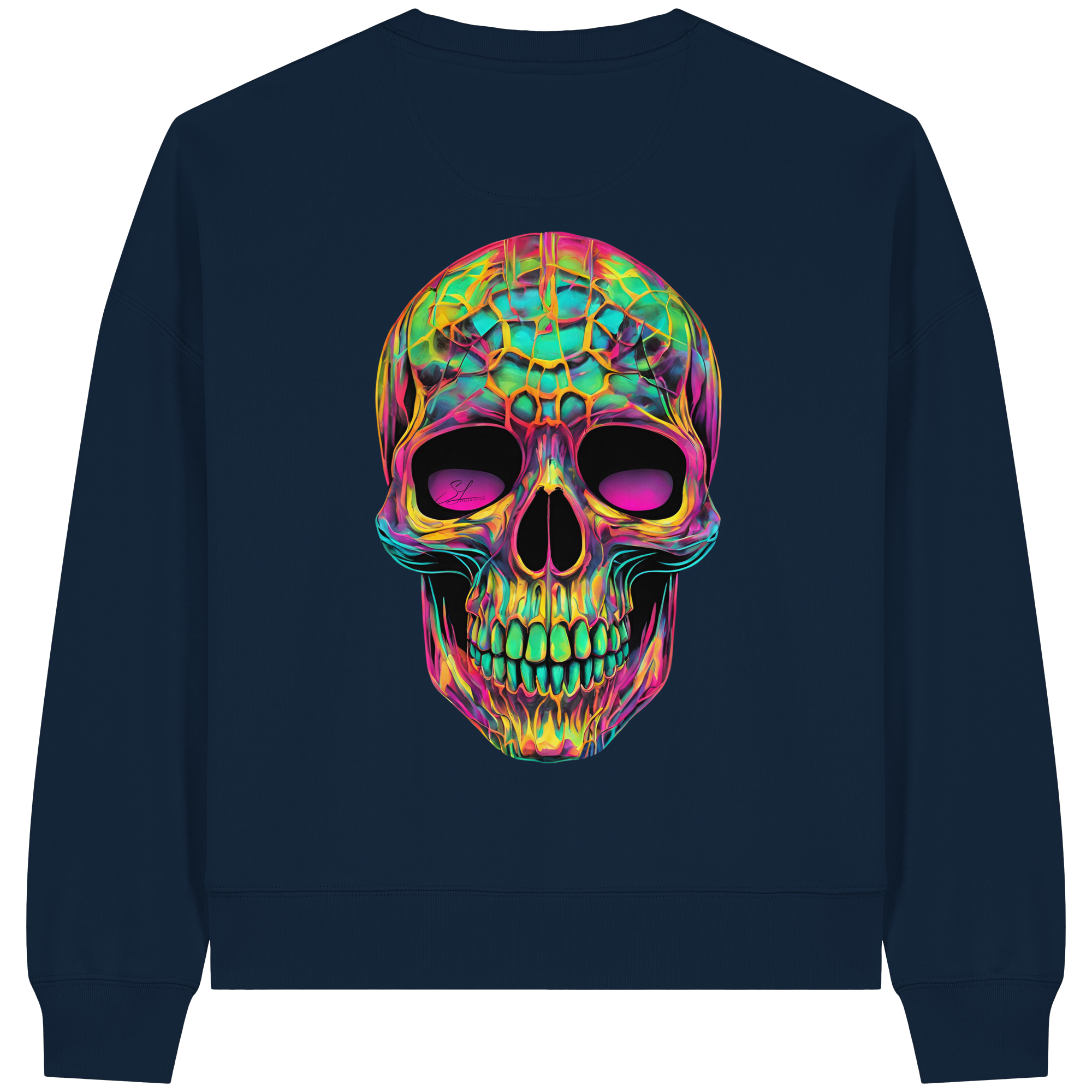 Psychedelic Skull - Womens Organic Boxcut Sweatshirt