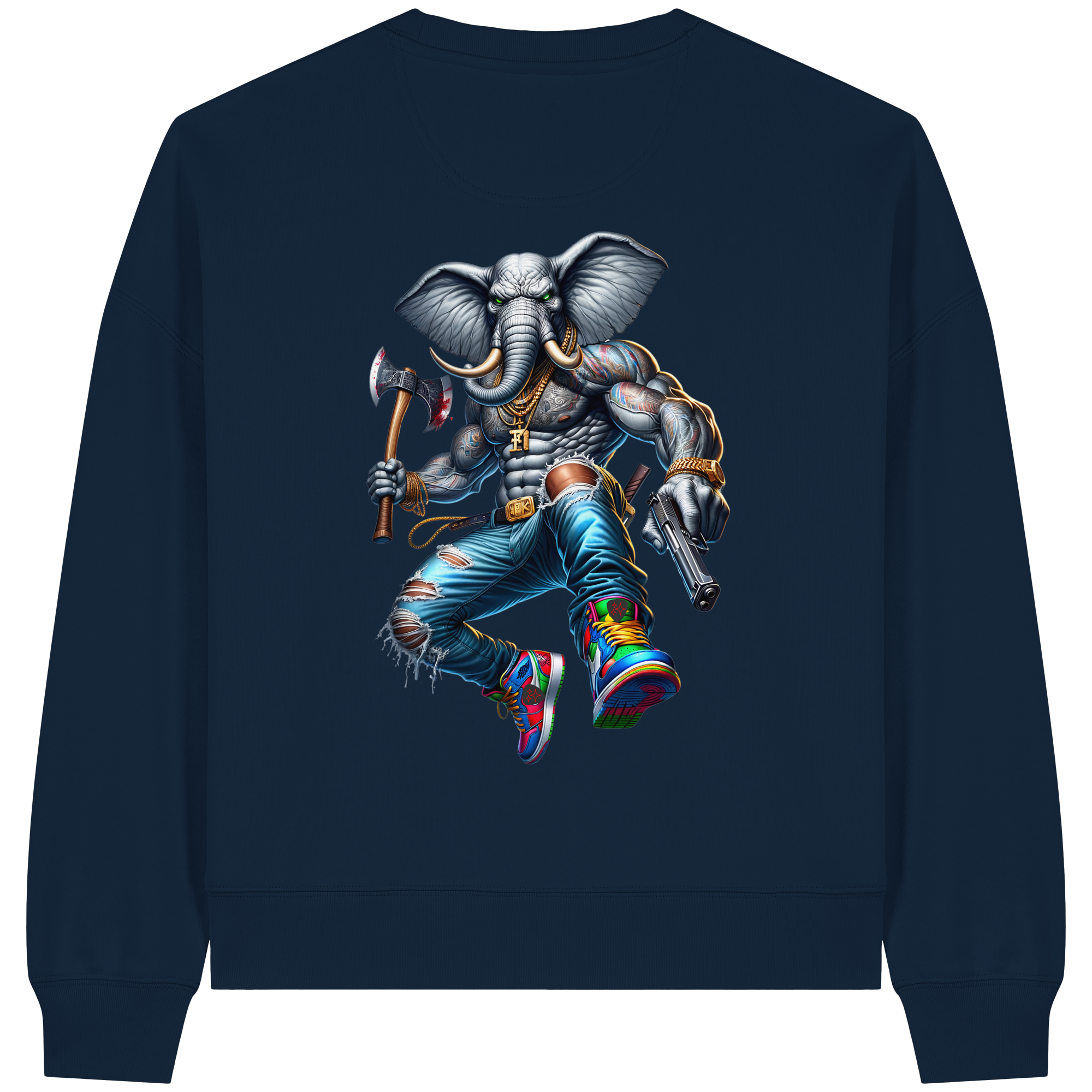 Elephant Warrior - Womens Organic Boxcut Sweatshirt