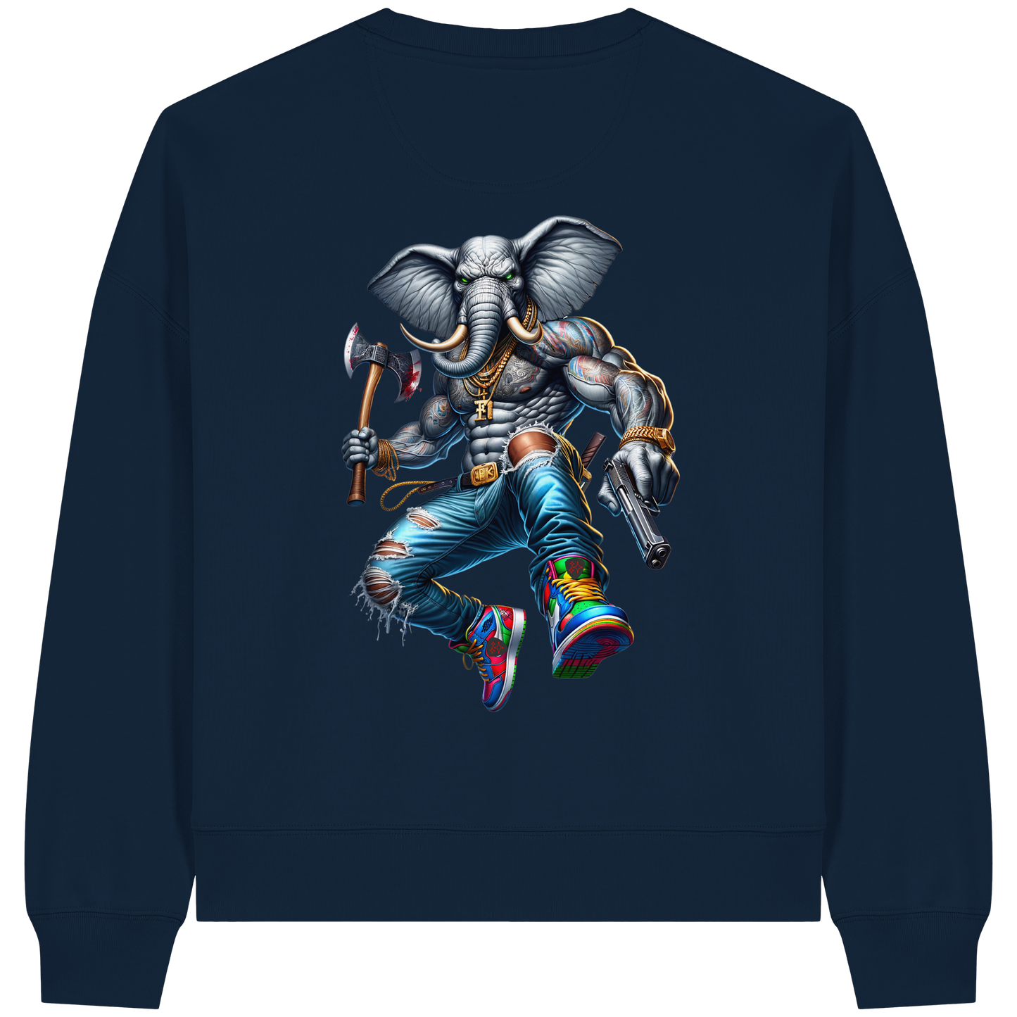 Street King Elefant - Womens Organic Boxcut Sweatshirt