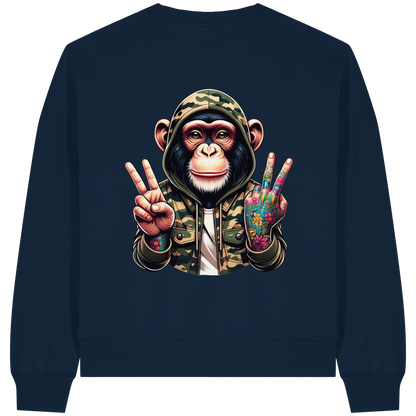Jungle Ink Monkey - Womens Organic Boxcut Sweatshirt