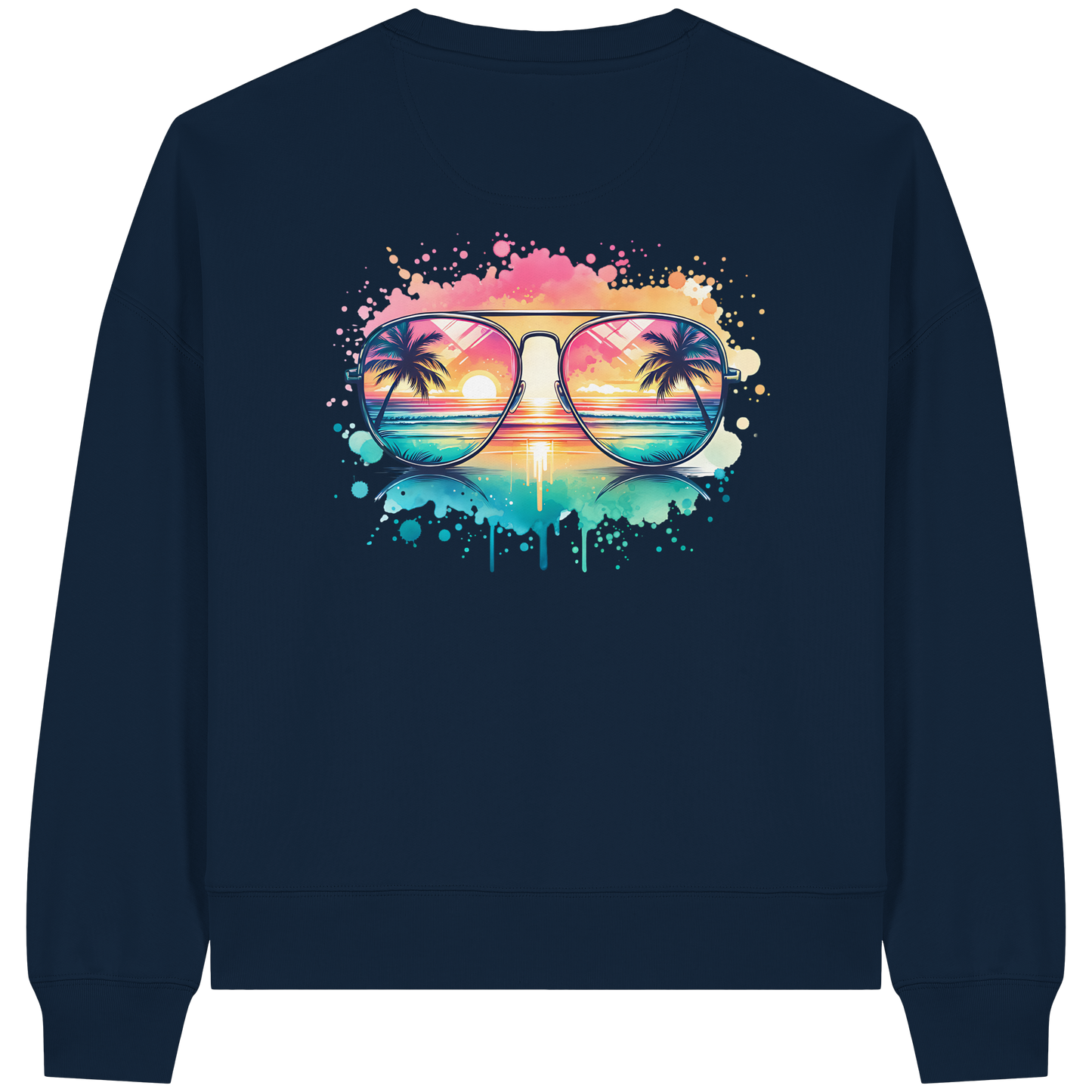 Tropical Sunset Glasses - Womens Organic Boxcut Sweatshirt