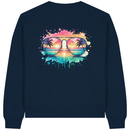 Tropical Sunset Glasses - Womens Organic Boxcut Sweatshirt