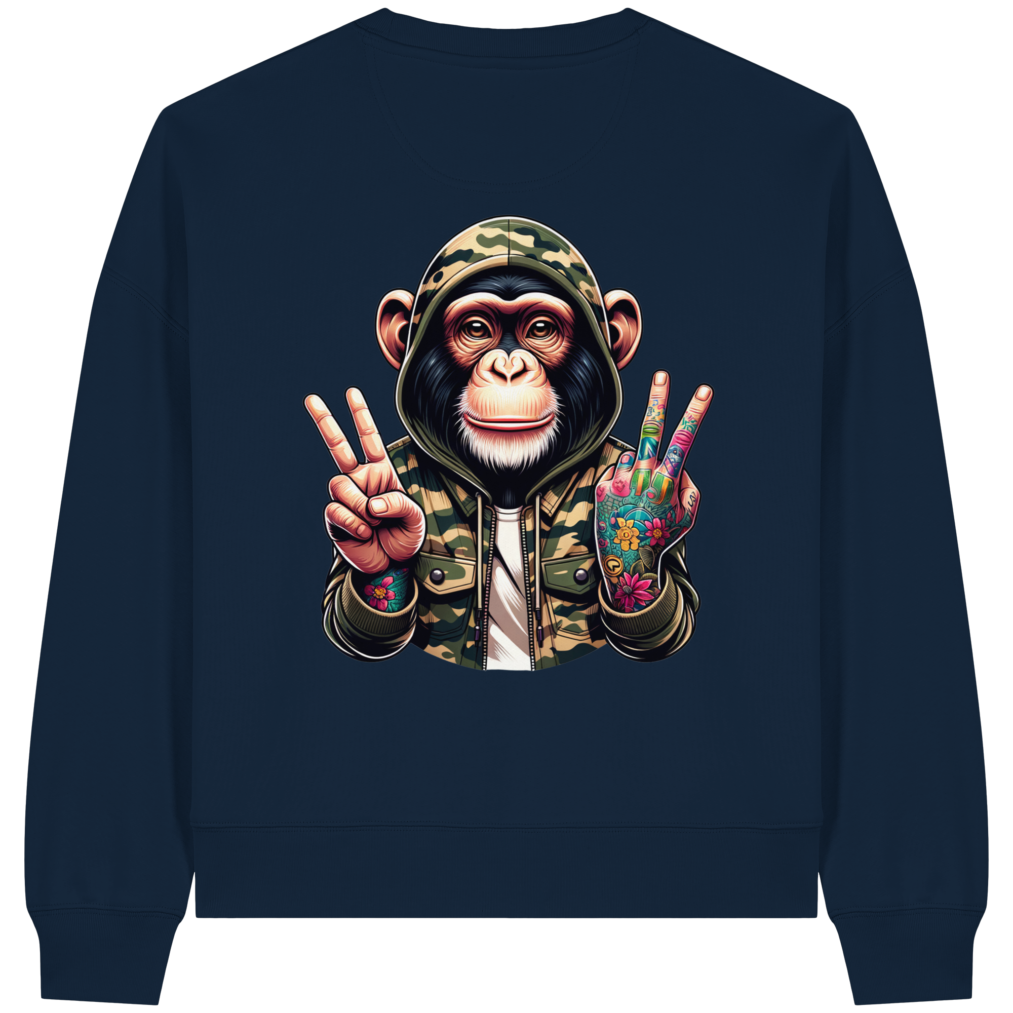 Jungle Ink Monkey - Womens Organic Boxcut Sweatshirt