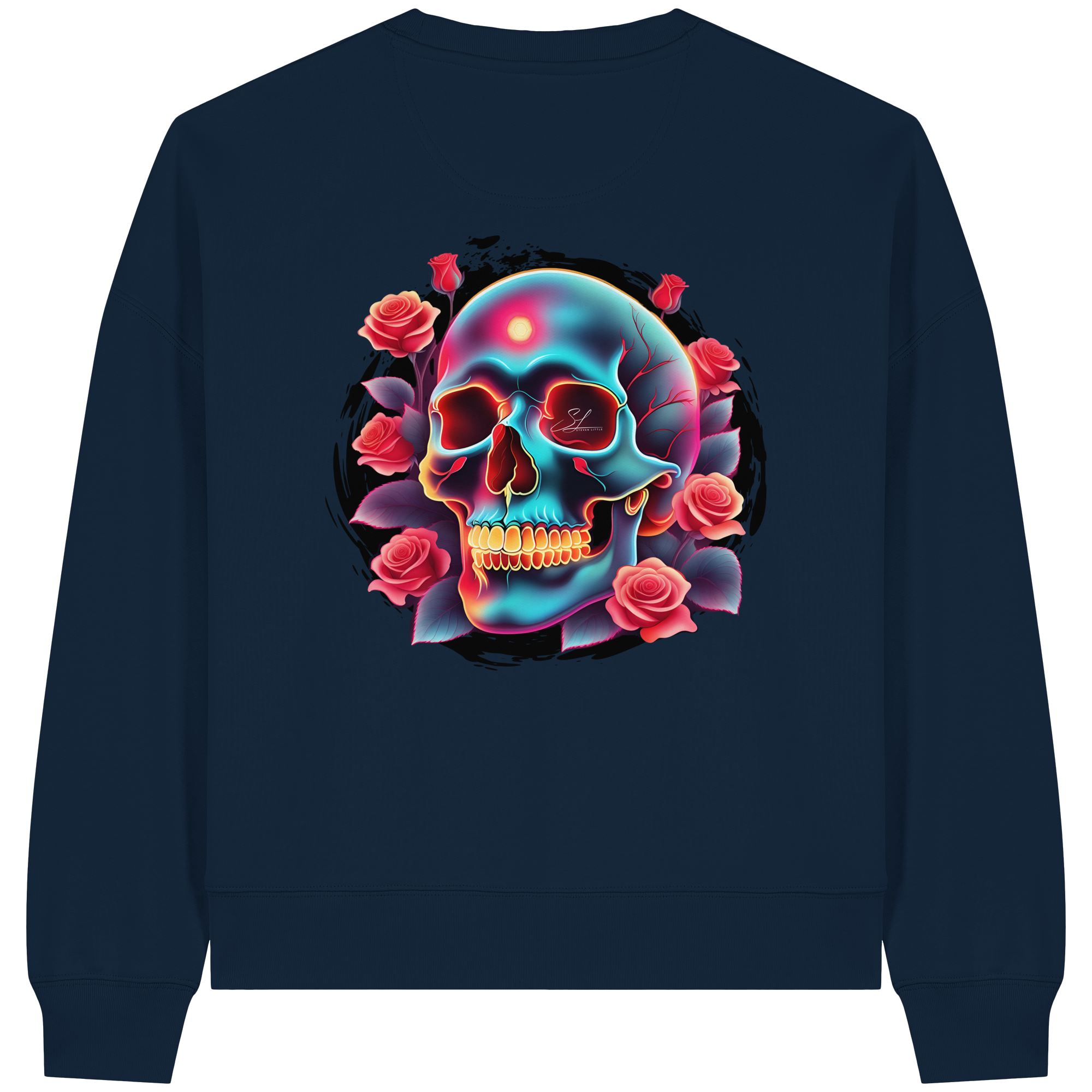 Sweat-shirt bio Boxcut pour femme avec motif tête de mort lumineuse