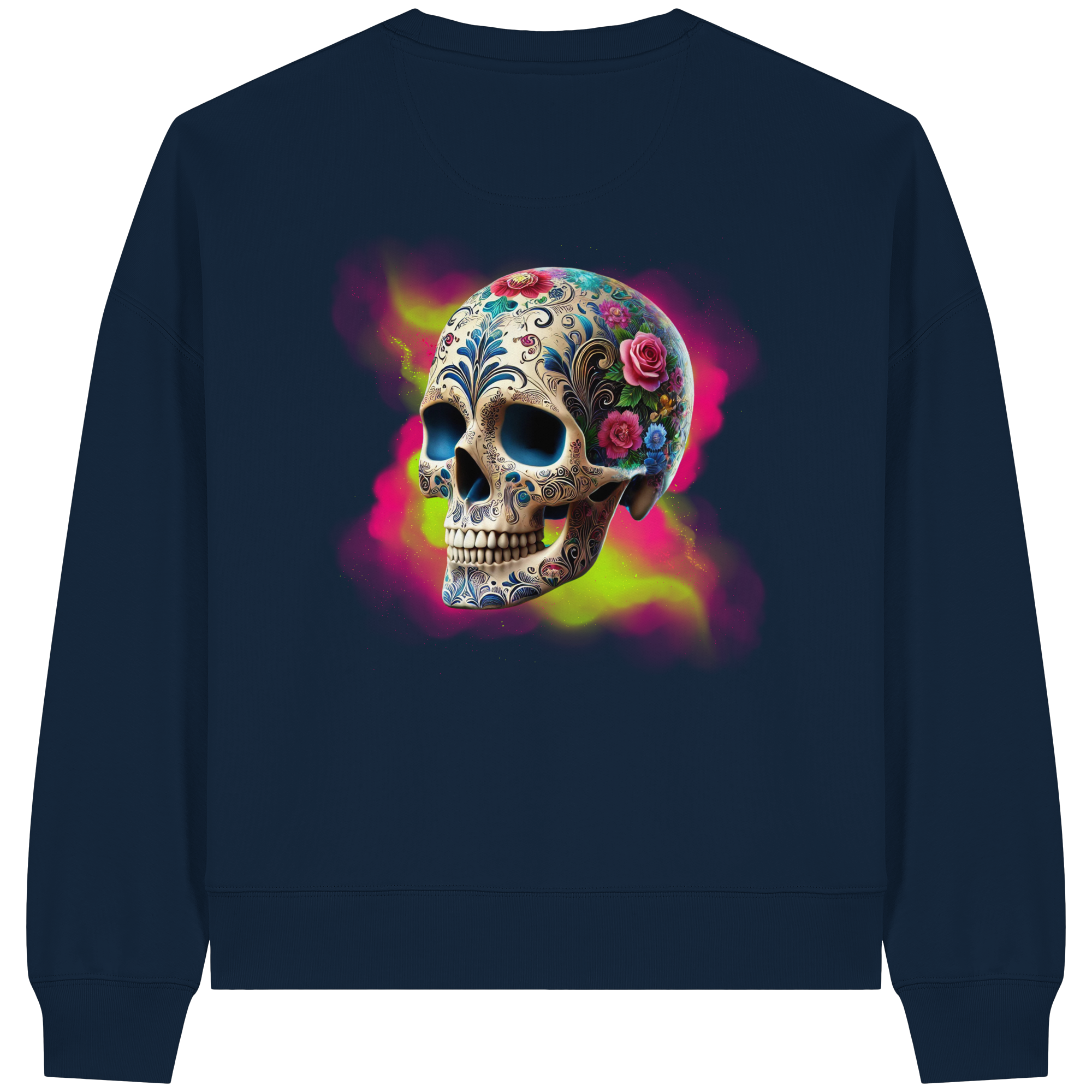 Sweat-shirt bio Boxcut pour femme à motif tête de mort florale