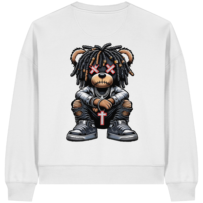 Badass Teddy - Womens Organic Boxcut Sweatshirt