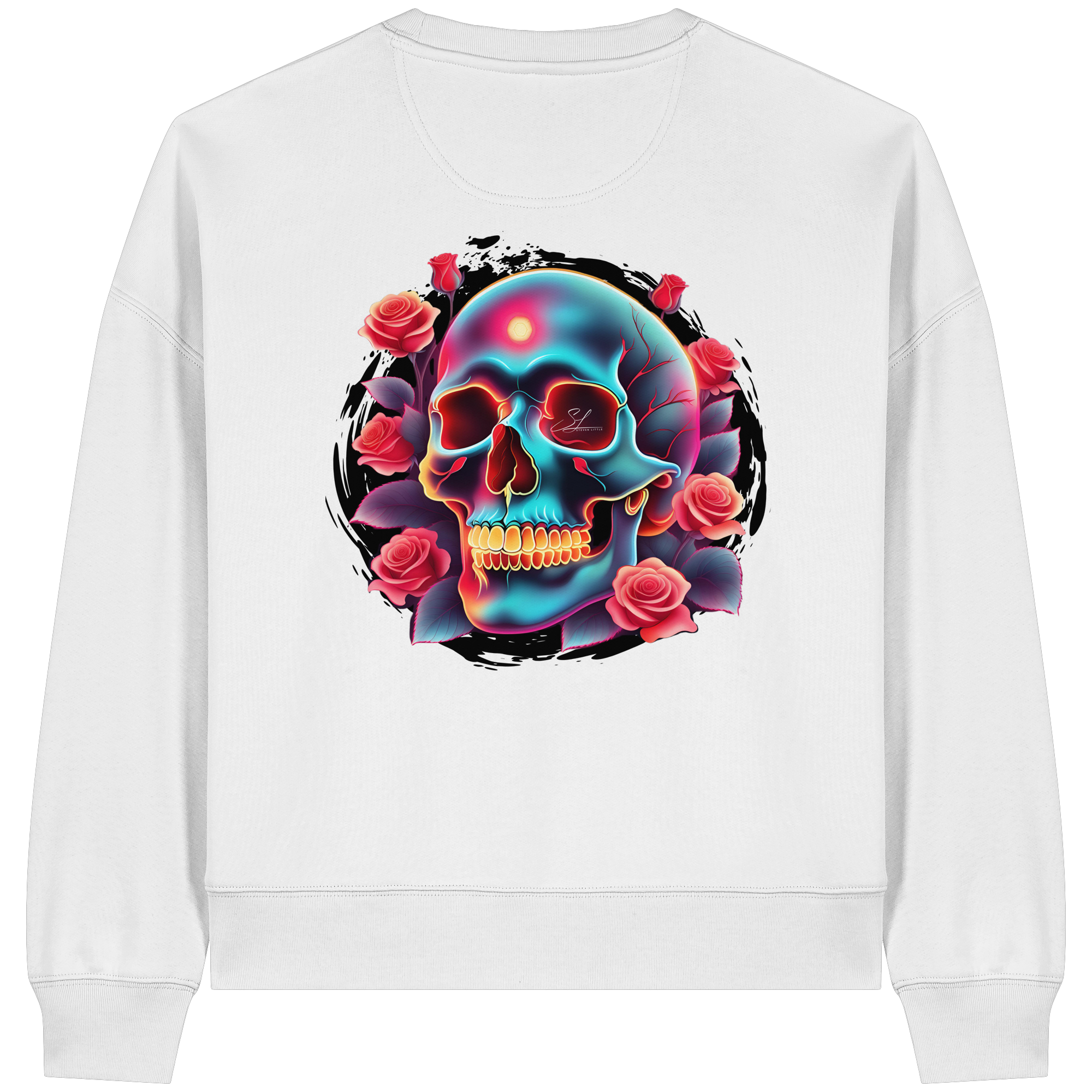 Sweat-shirt bio Boxcut pour femme avec motif tête de mort lumineuse