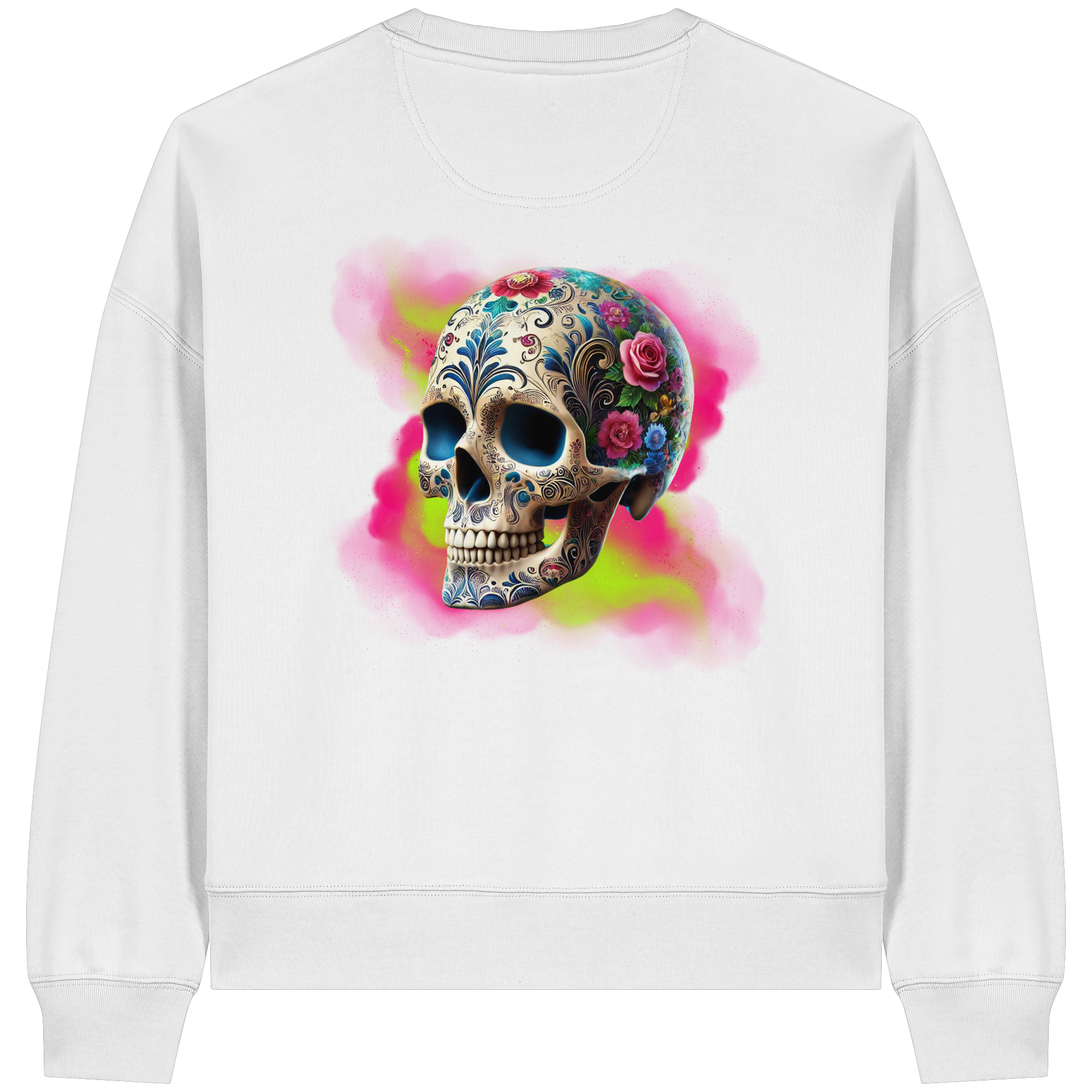 Sweat-shirt bio Boxcut pour femme à motif tête de mort florale
