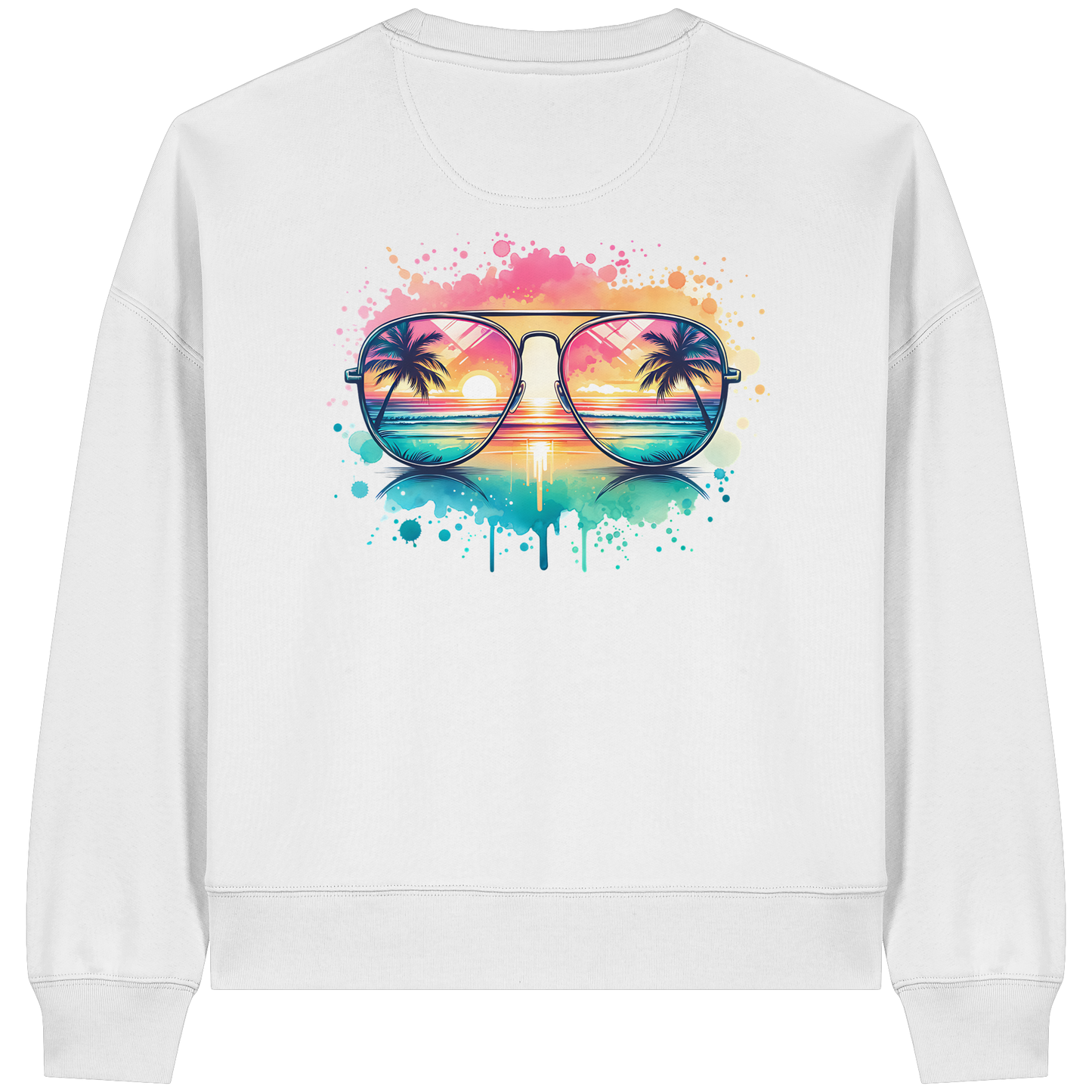 Tropical Sunset Glasses - Womens Organic Boxcut Sweatshirt