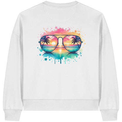 Tropical Sunset Glasses - Womens Organic Boxcut Sweatshirt