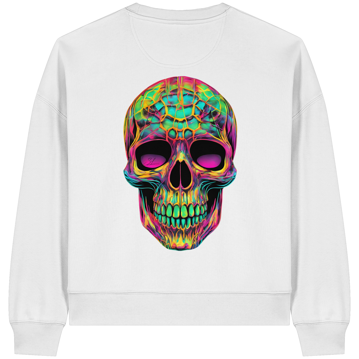 Sweat-shirt bio Boxcut pour femme Motif tête de mort psychédélique