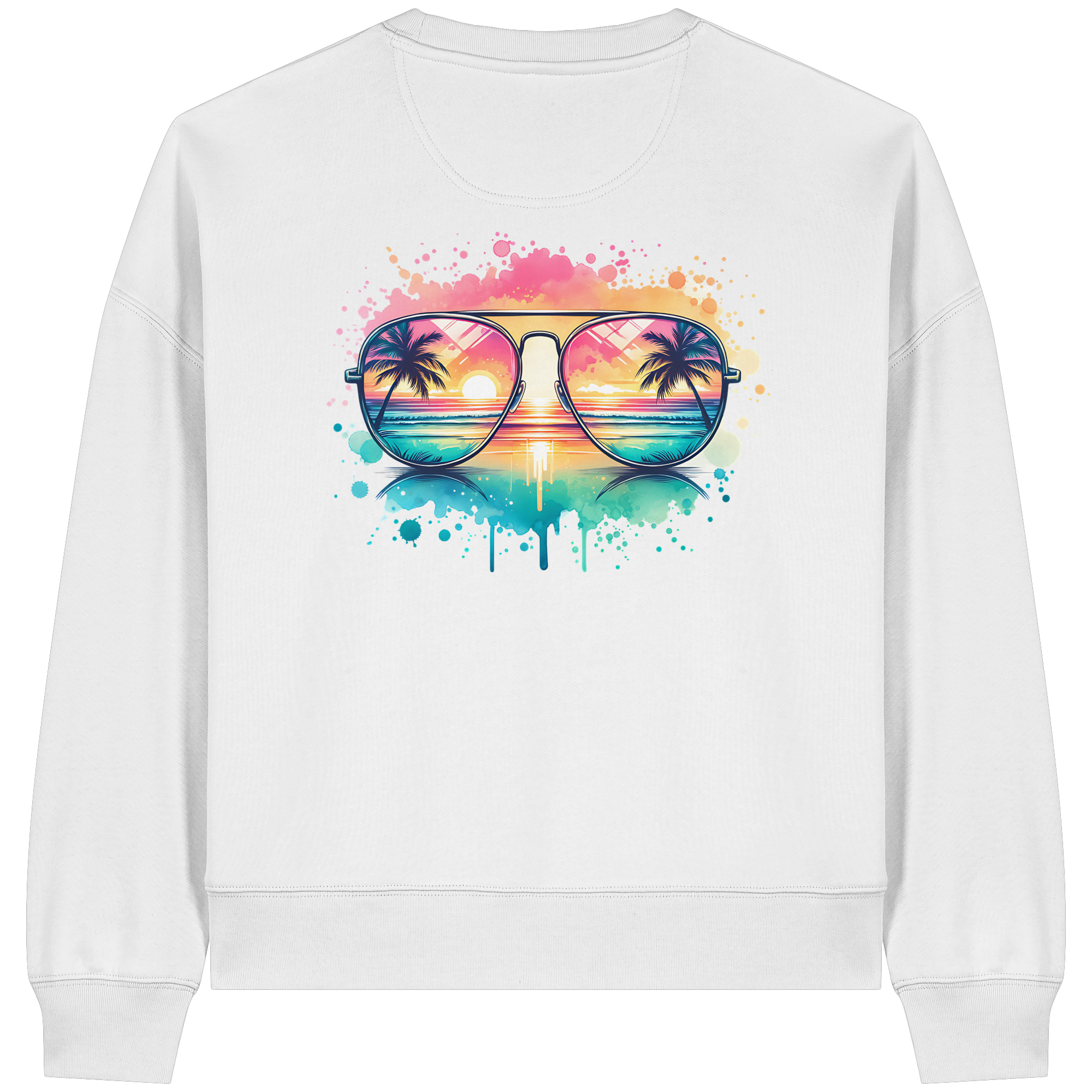 Tropical Sunset Glasses - Womens Organic Boxcut Sweatshirt