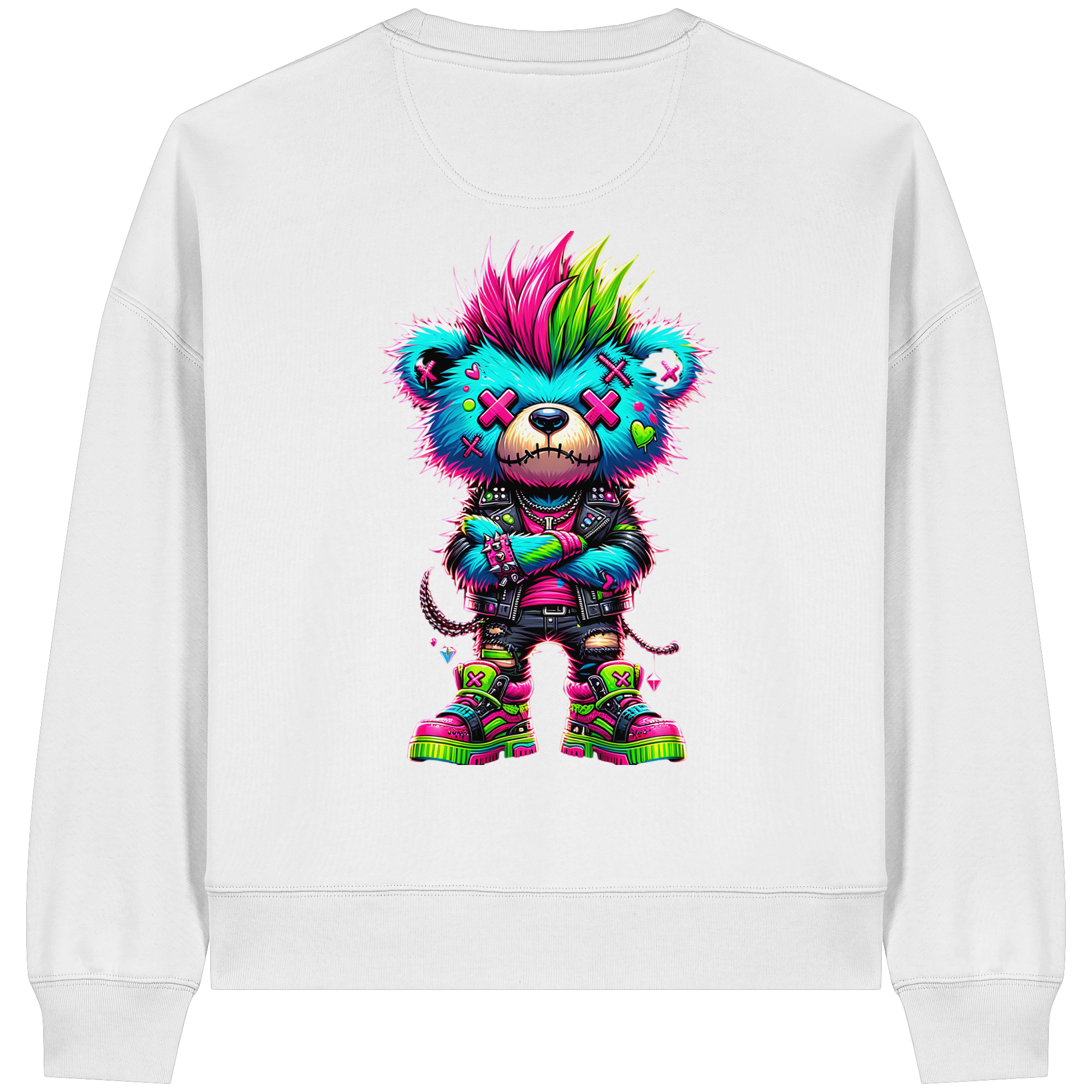 Punk Neon Teddy - Womens Organic Boxcut Sweatshirt