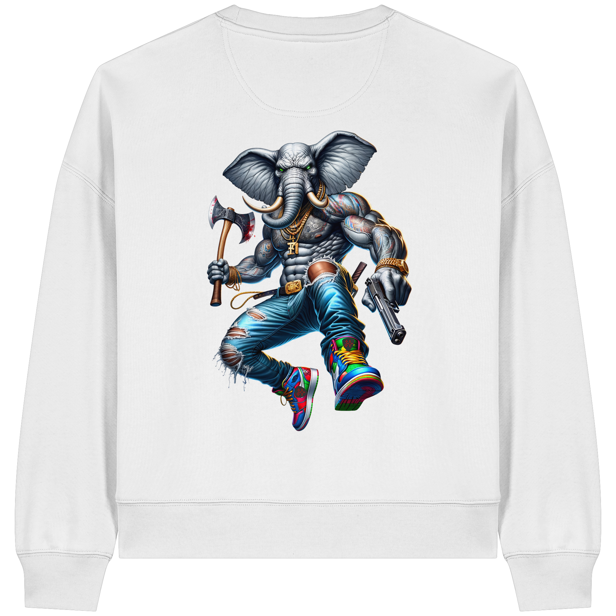 Elephant Warrior - Womens Organic Boxcut Sweatshirt