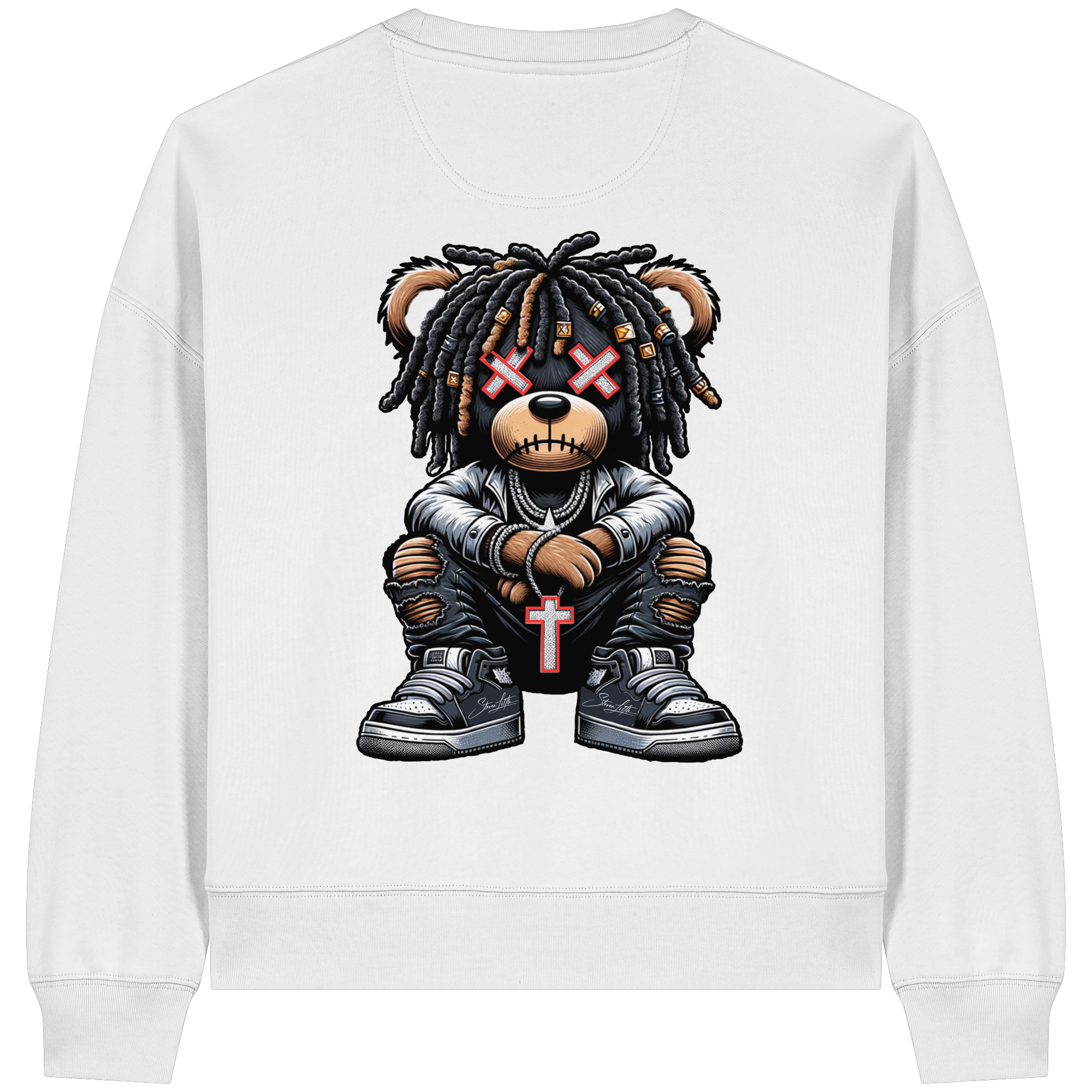 Bad Ass Teddy - Womens Organic Boxcut Sweatshirt