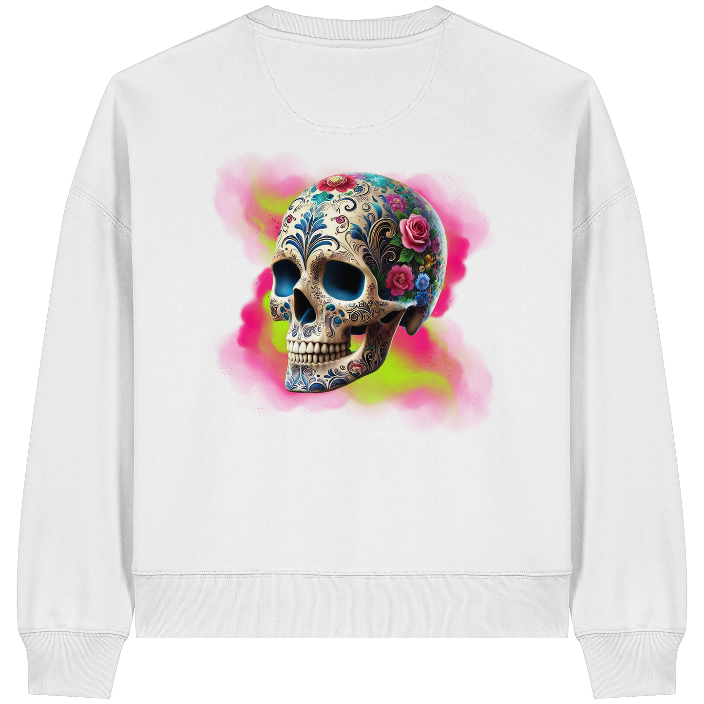 Floral Skull - Womens Organic Boxcut Sweatshirt