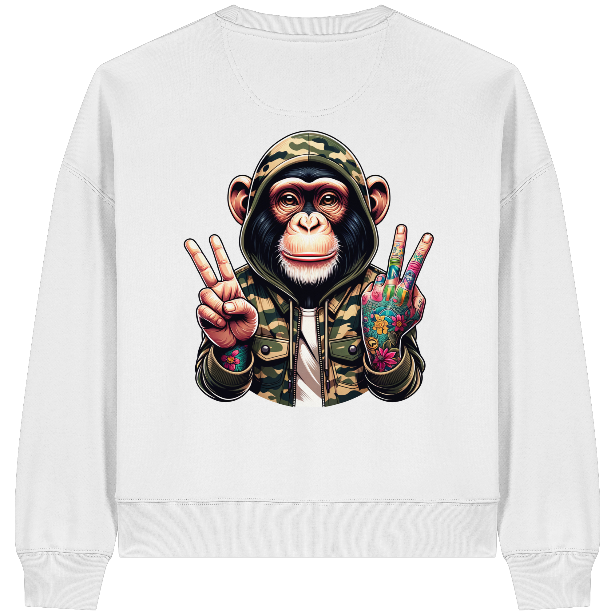 Jungle Ink Monkey - Womens Organic Boxcut Sweatshirt