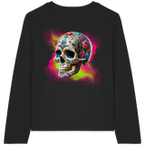 T-shirt à manches longues bio pour femme Motif tête de mort florale