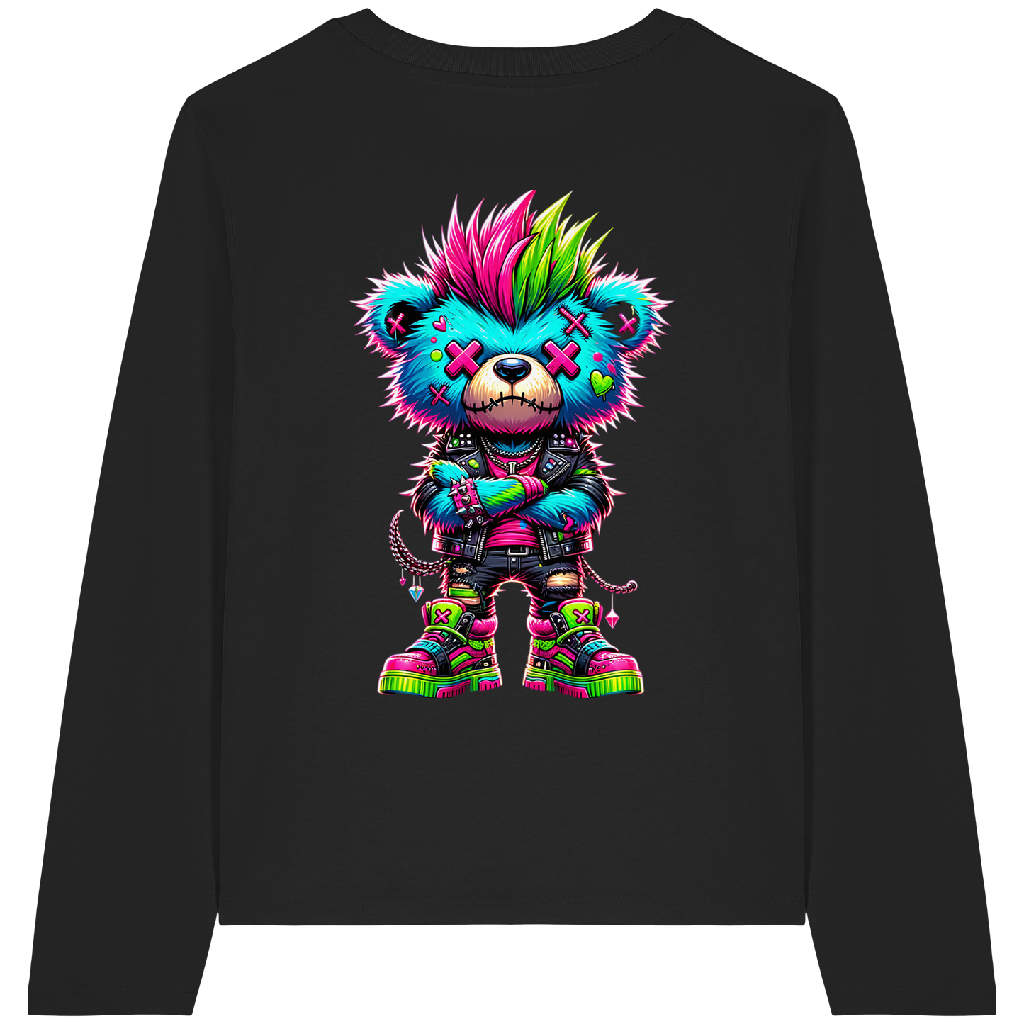 Punk Neon Teddy - Womens Organic Longsleeve