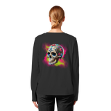 T-shirt à manches longues bio pour femme Motif tête de mort florale