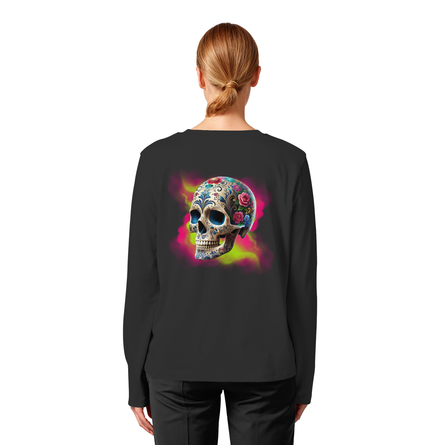 Floral Skull - Womens Organic Longsleeve