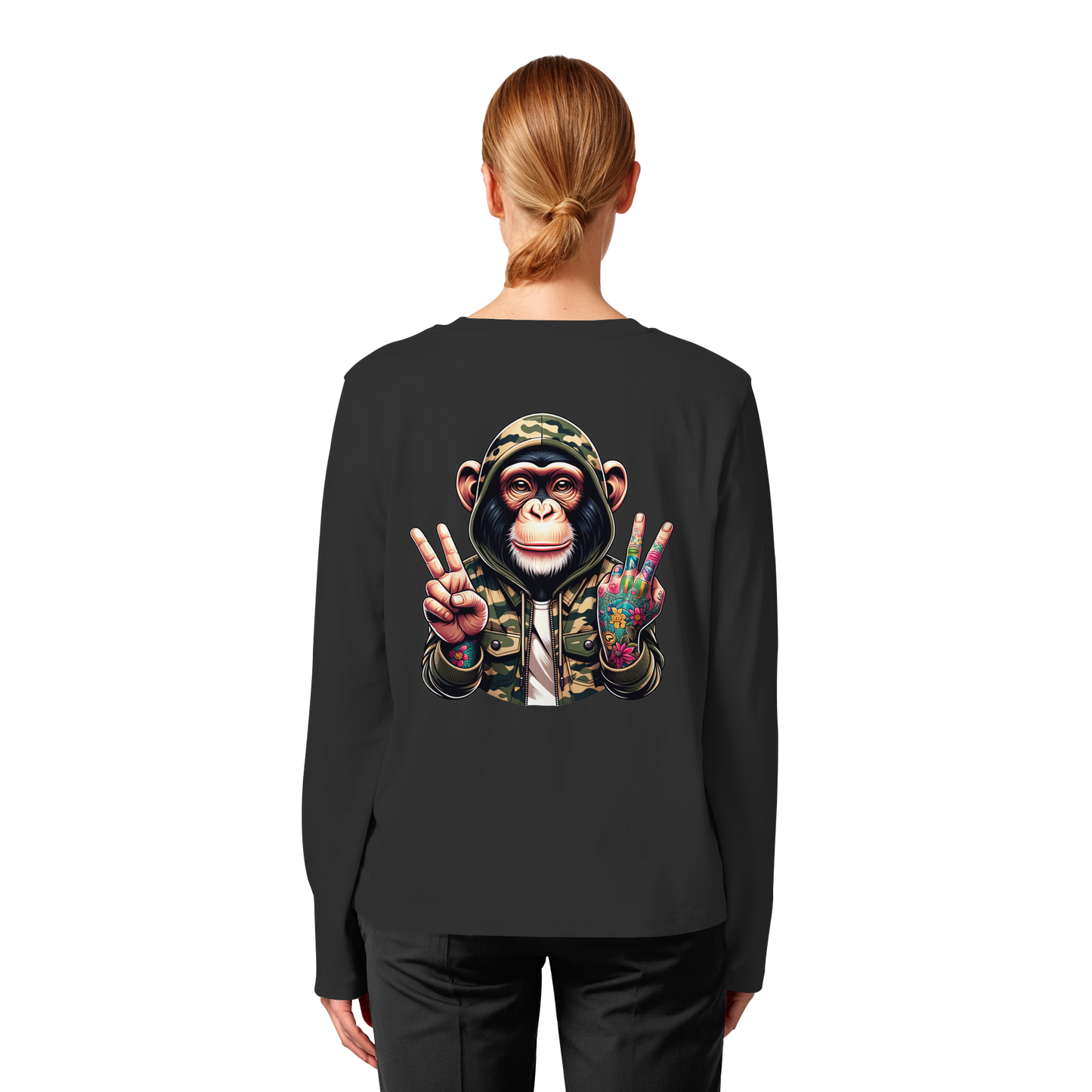 Jungle Ink Monkey - T-shirt bio à manches longues pour femme