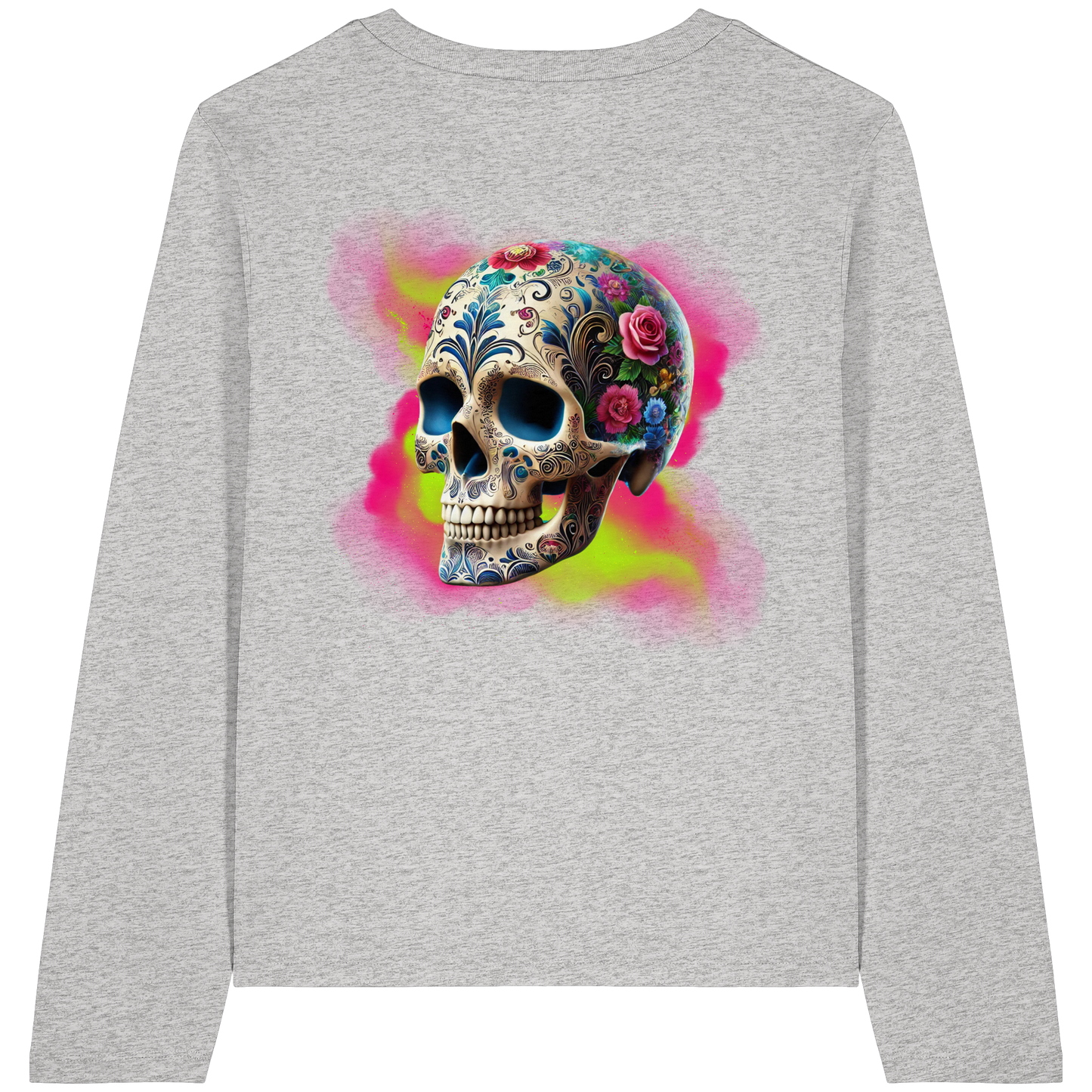 Floral Skull - Womens Organic Longsleeve