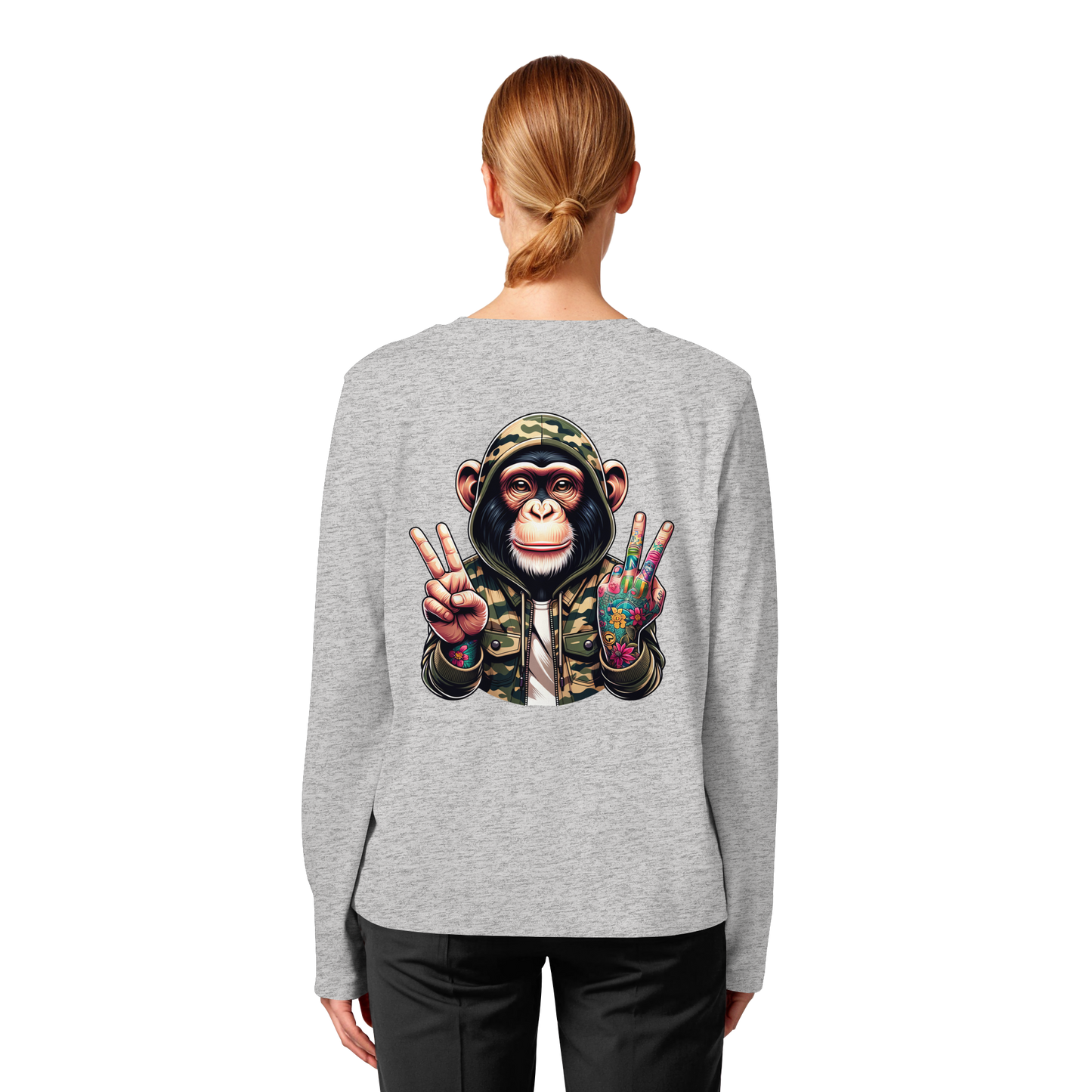 Jungle Ink Monkey - T-shirt bio à manches longues pour femme