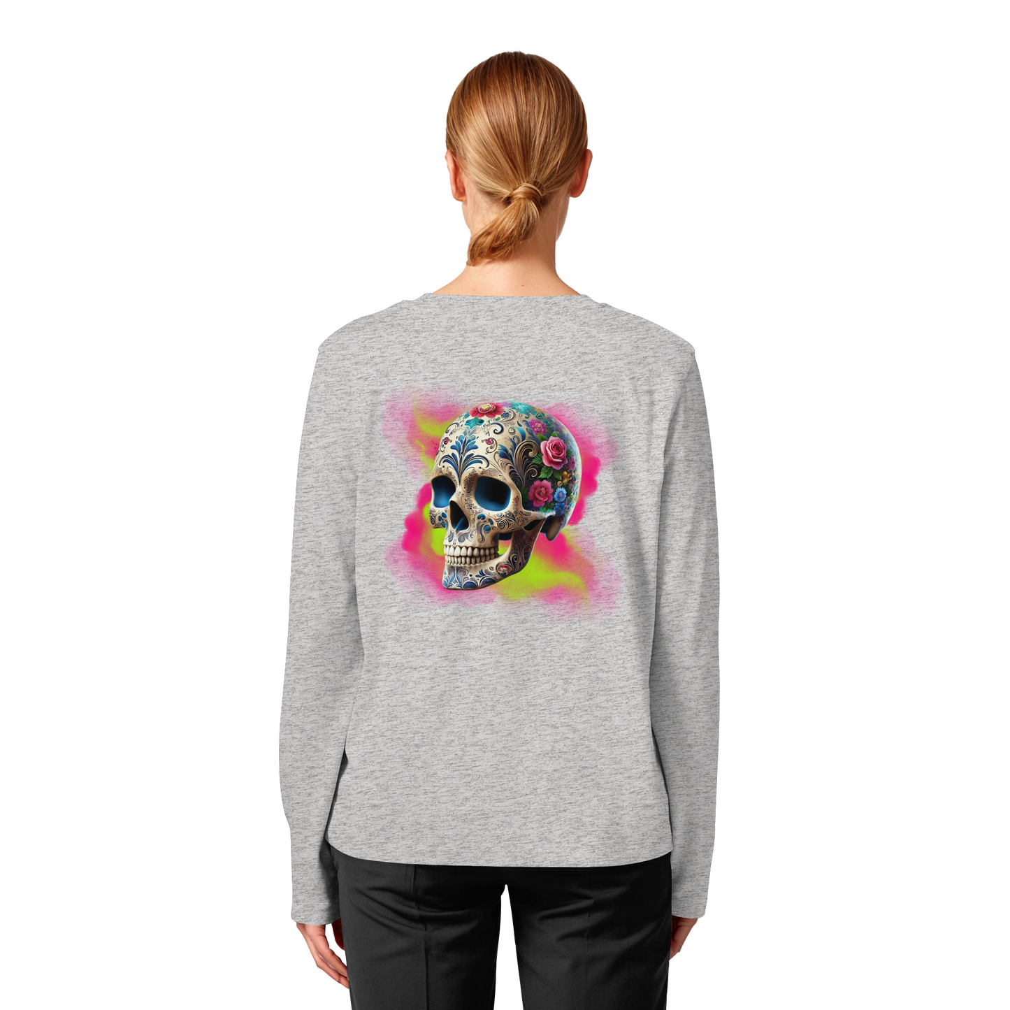 Floral Skull - Womens Organic Longsleeve
